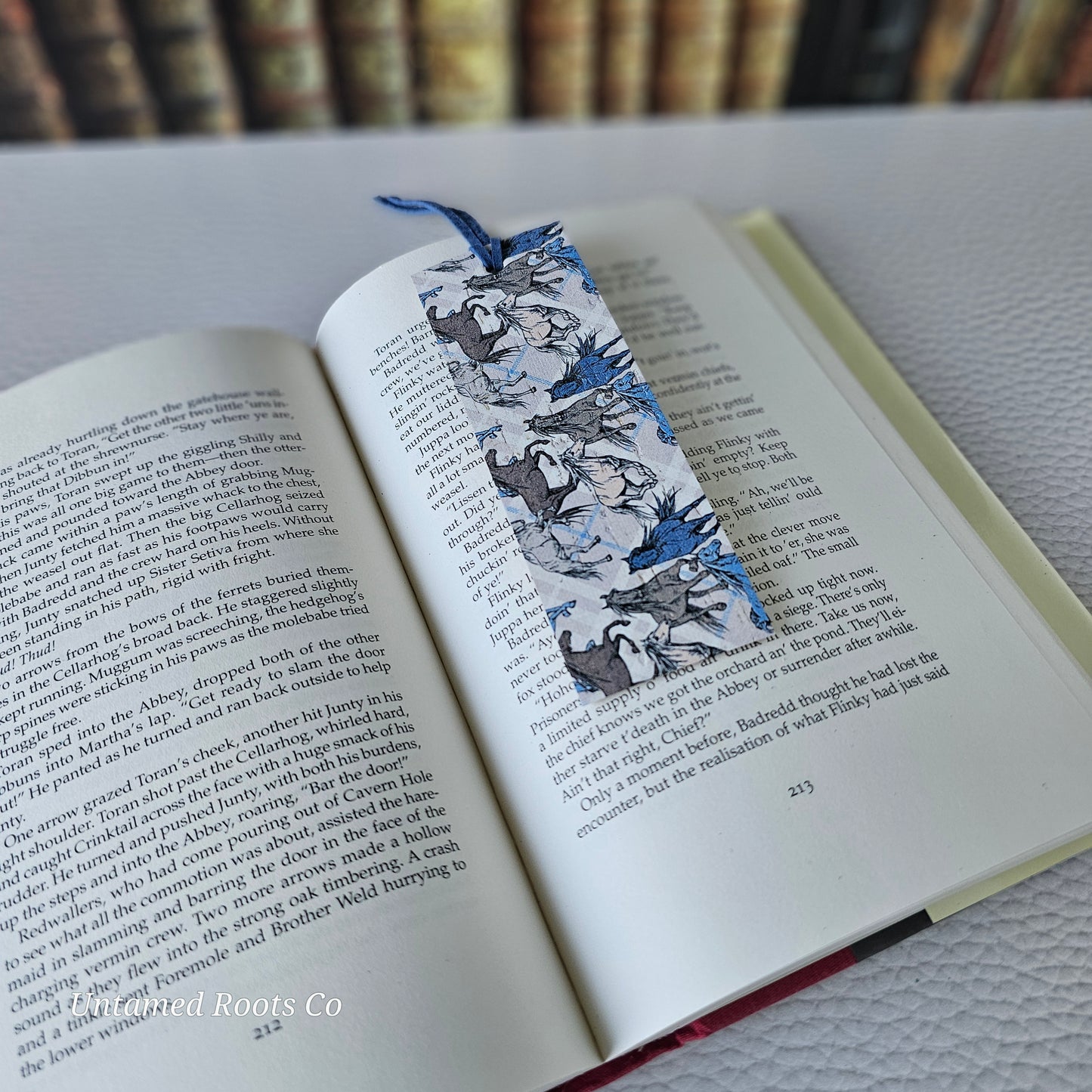 Plaid Horses Leather Bookmark