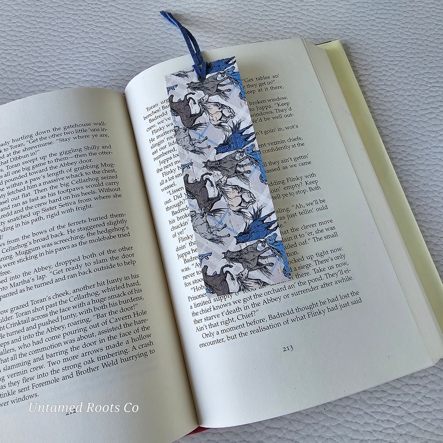 Plaid Horses Leather Bookmark