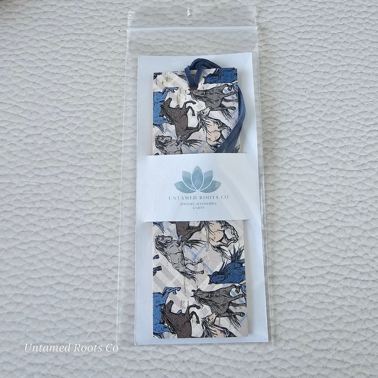 Plaid Horses Leather Bookmark