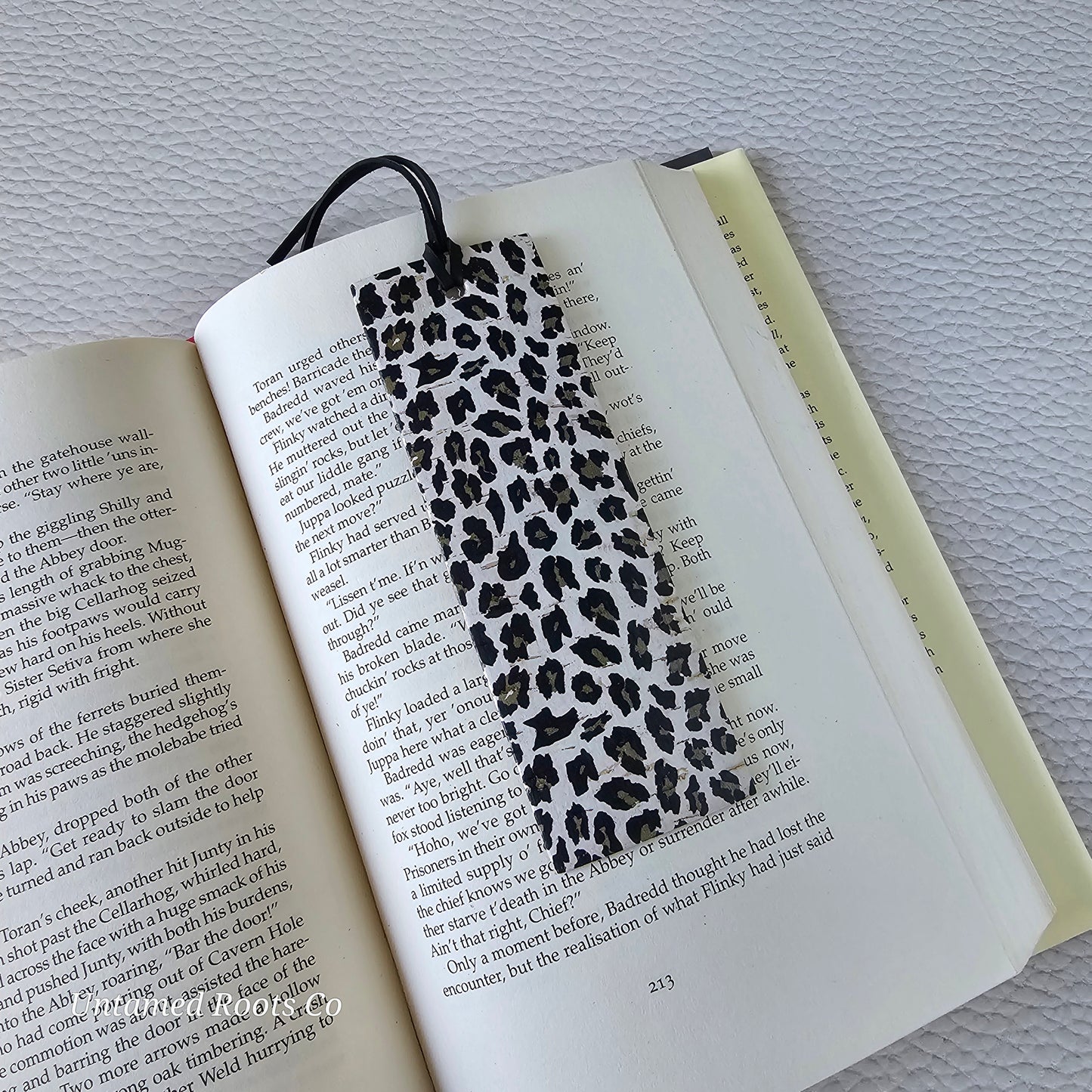 Snow Leopard Leather Bookmark