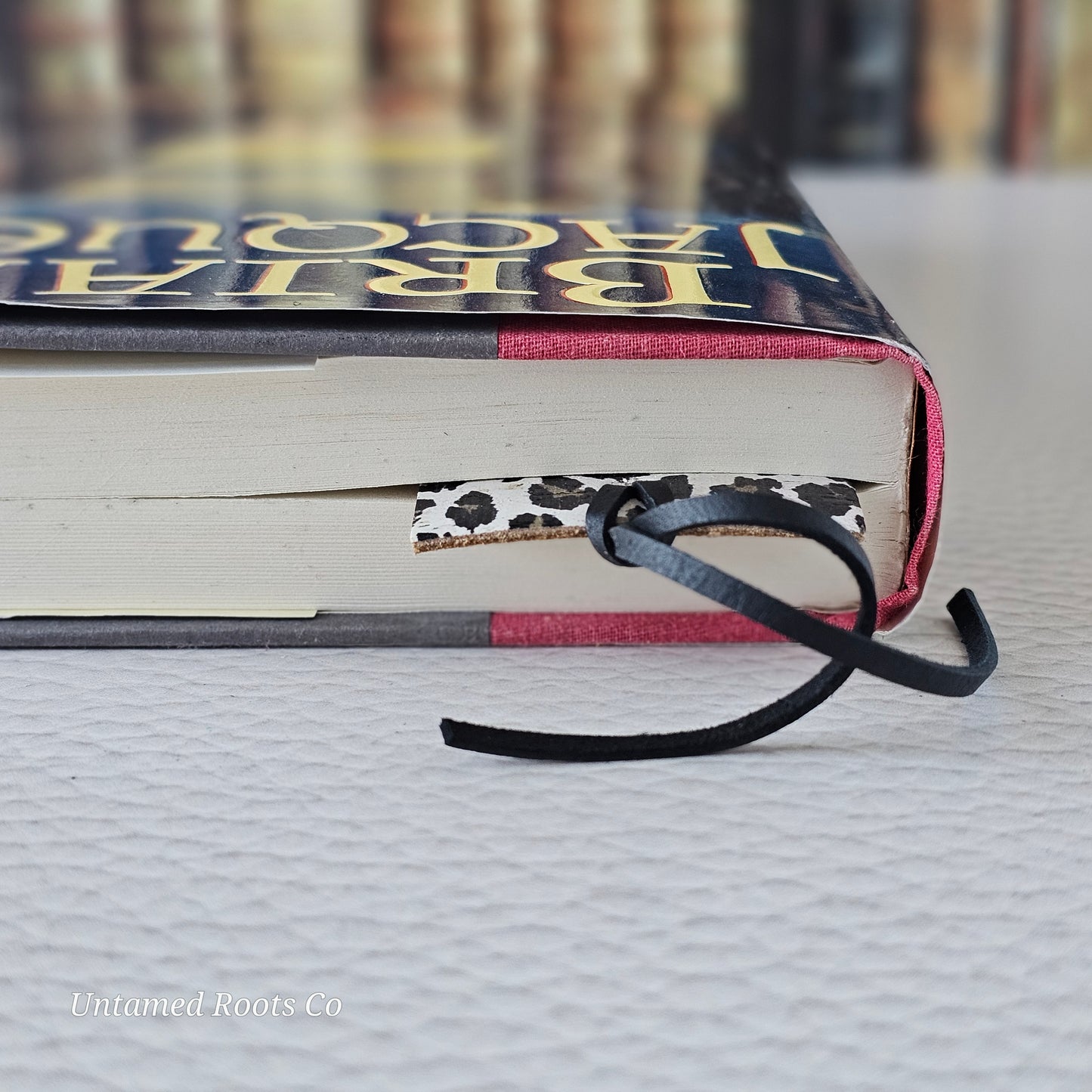 Snow Leopard Leather Bookmark