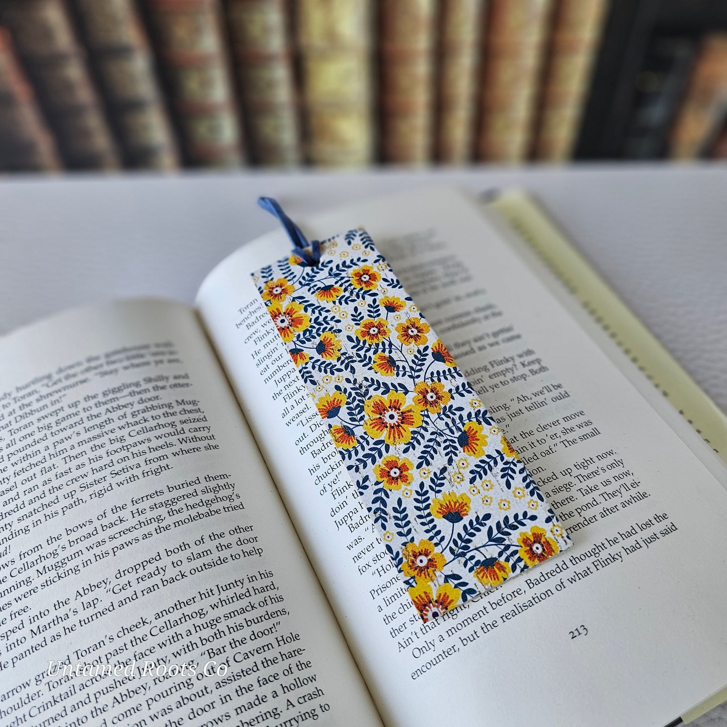 Retro Floral Leather Bookmark