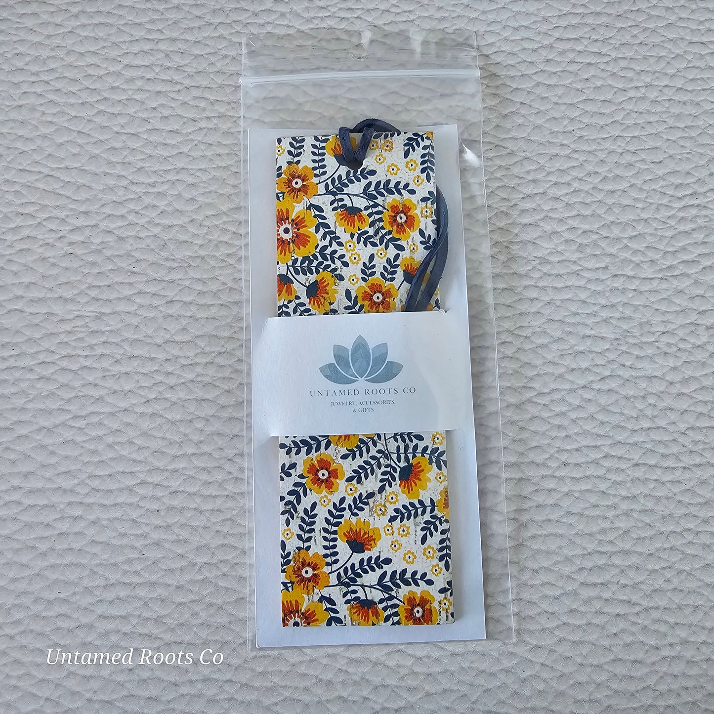 Retro Floral Leather Bookmark