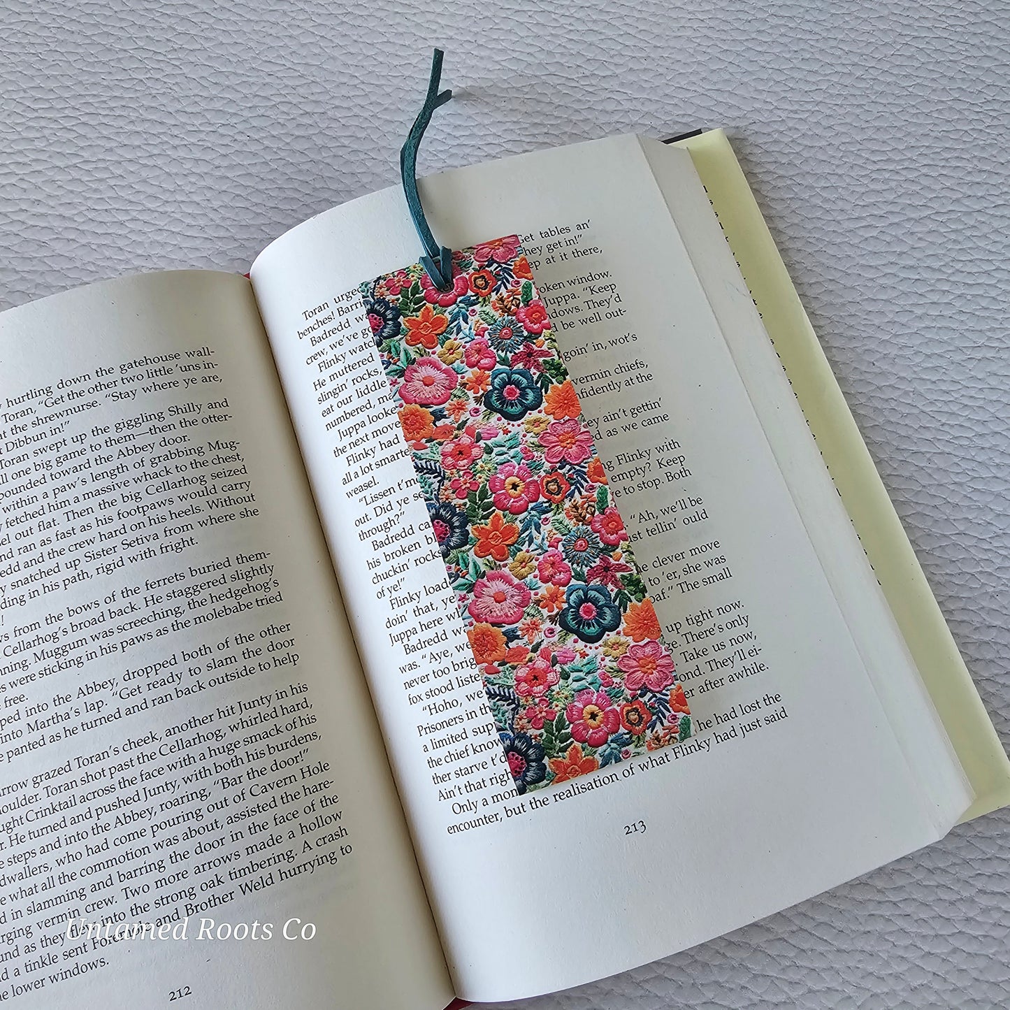 Bright Floral Leather Bookmark