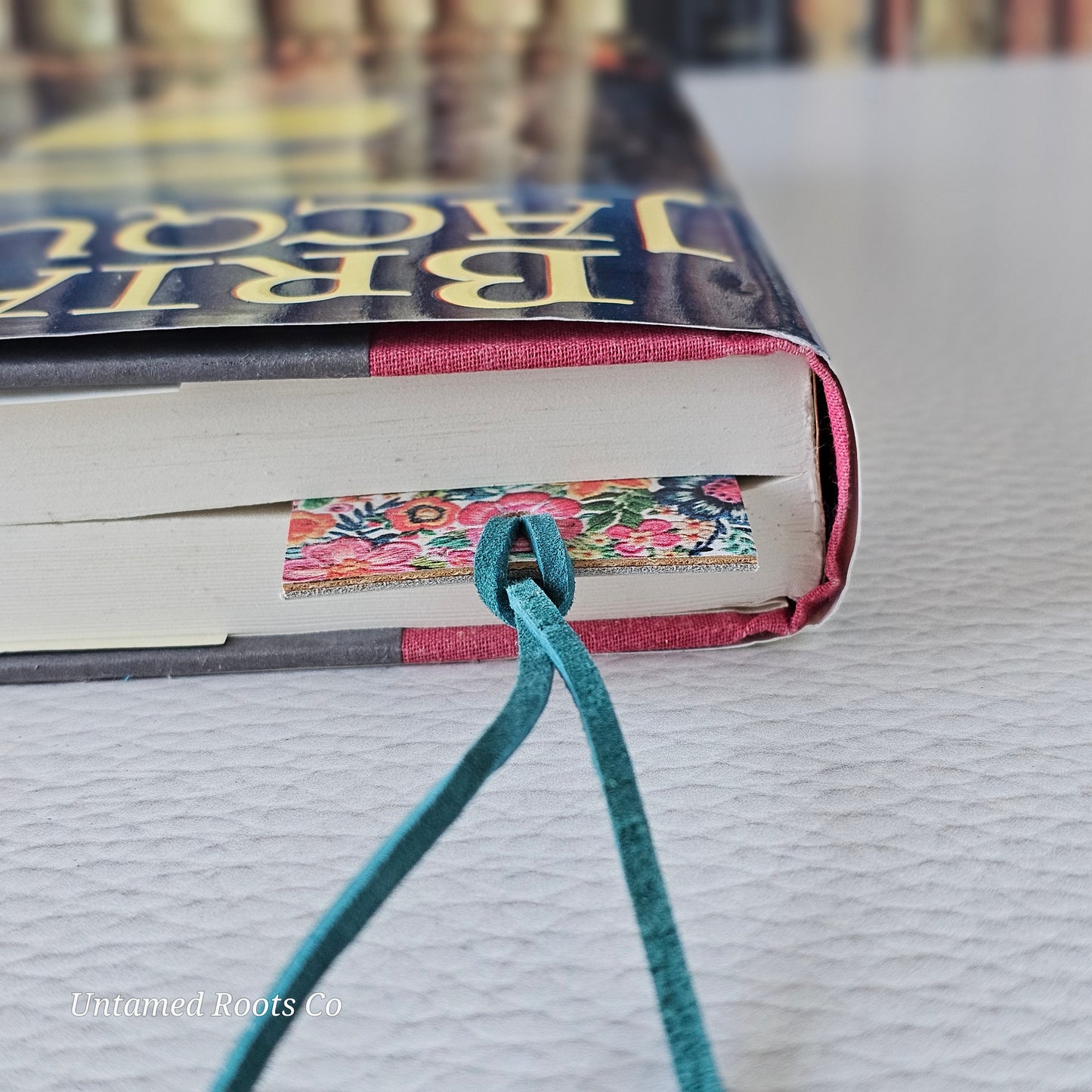 Bright Floral Leather Bookmark