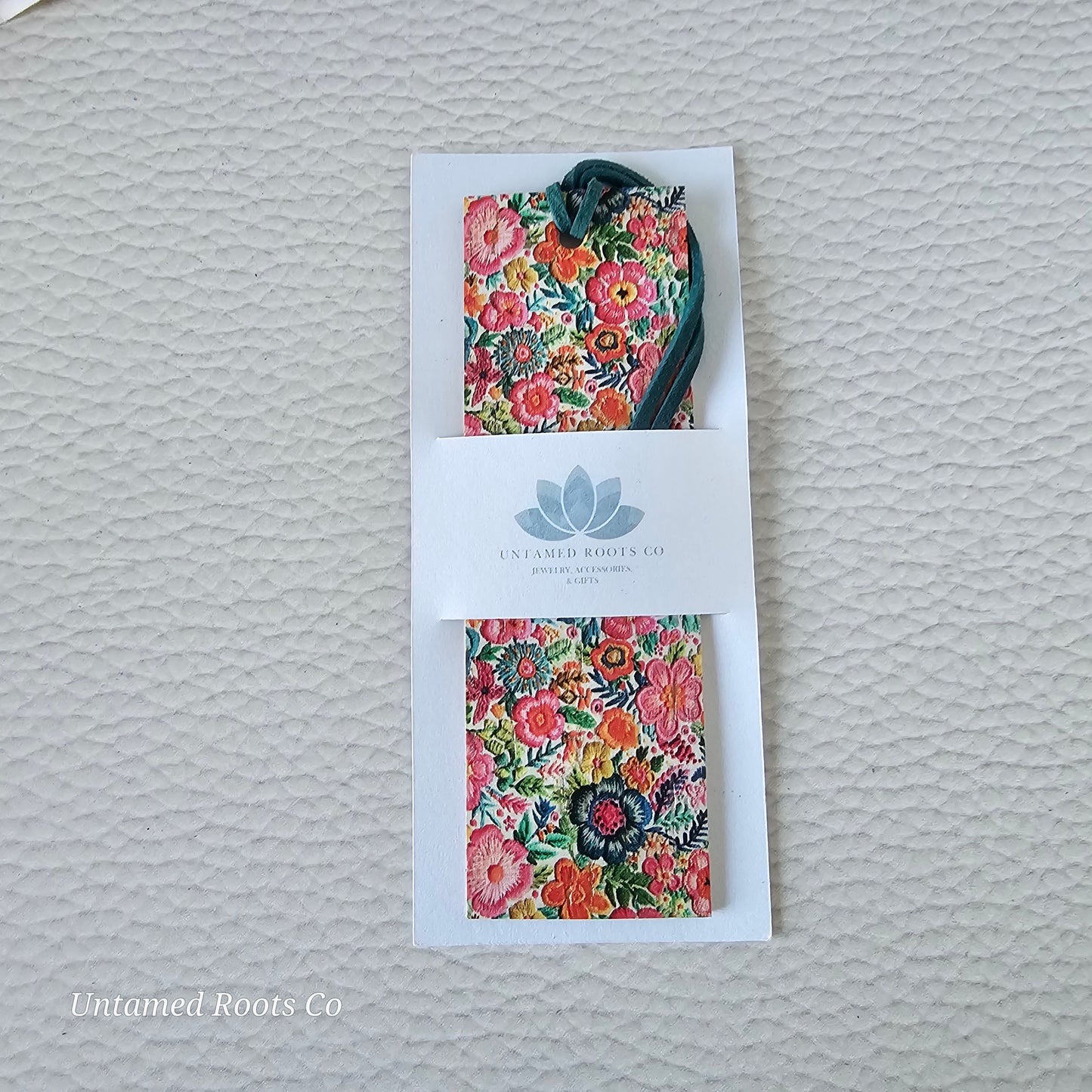 Bright Floral Leather Bookmark