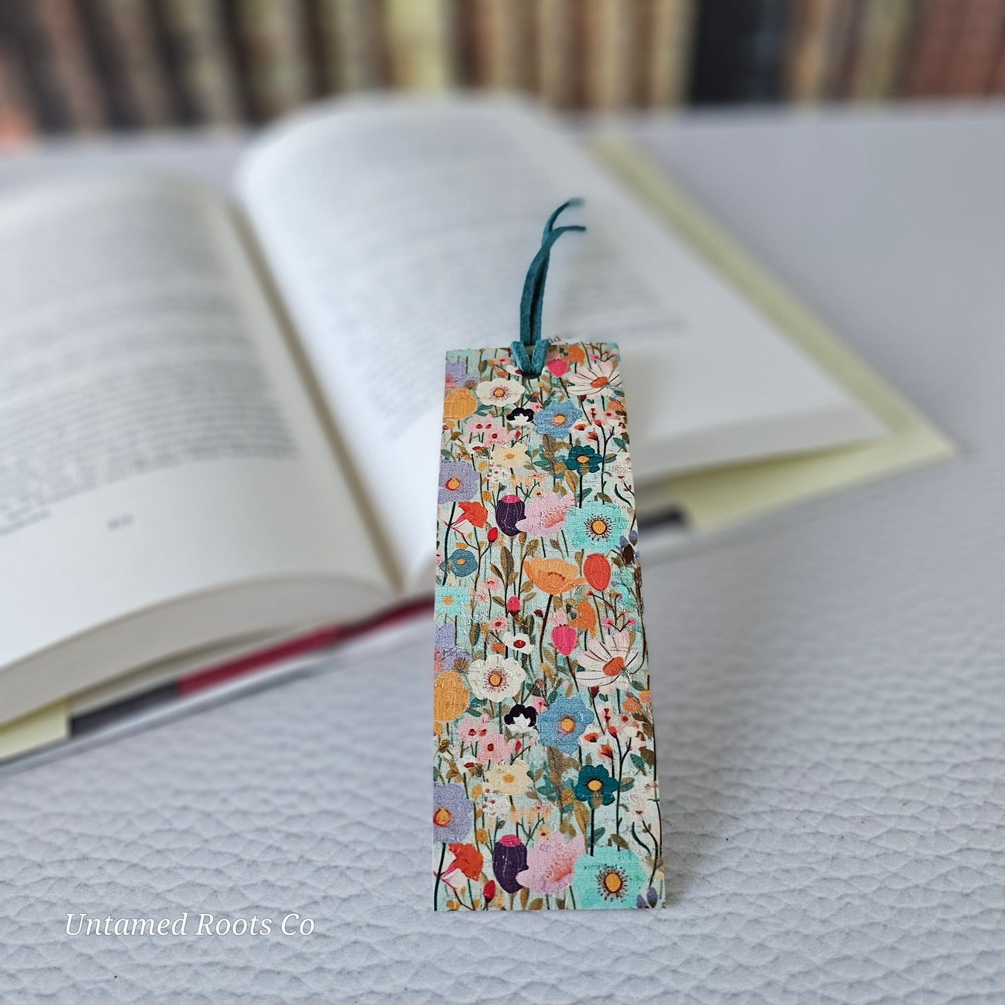 Watercolor Floral Leather Bookmark