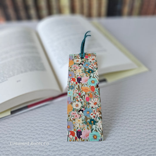 Watercolor Floral Leather Bookmark