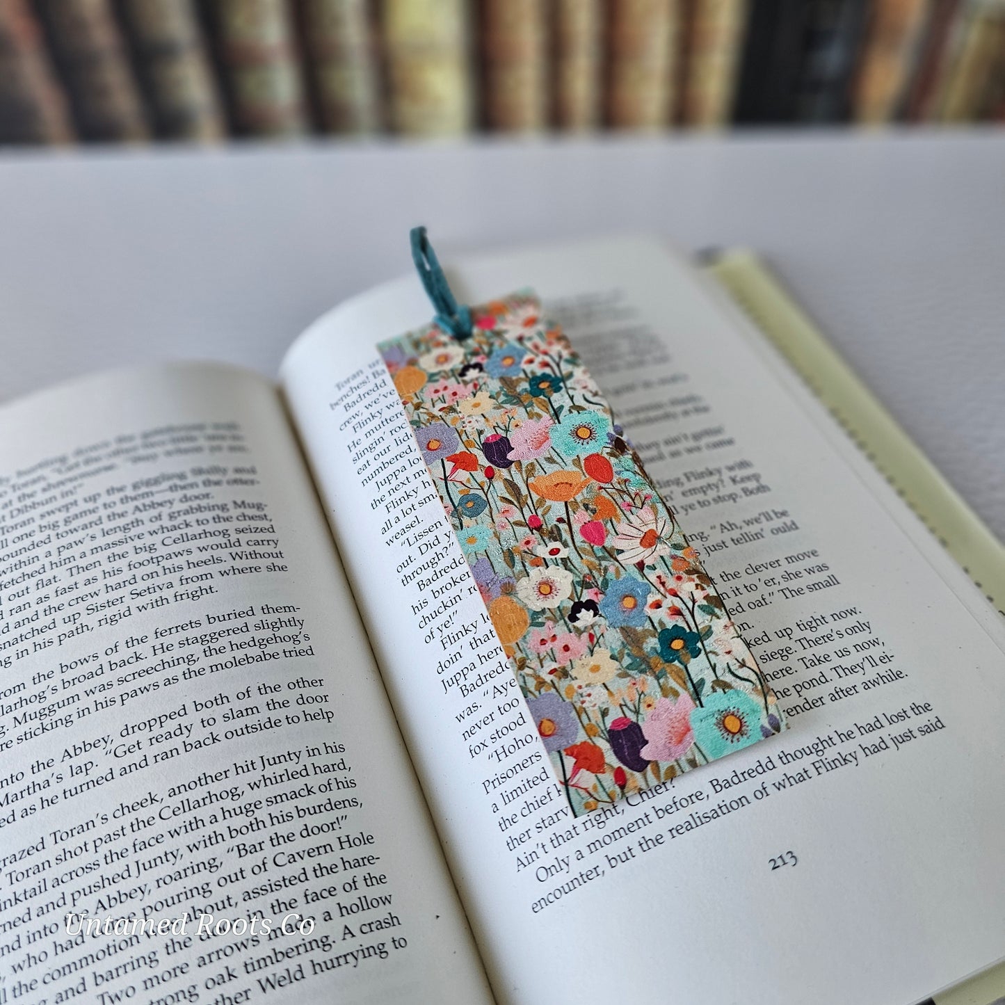 Watercolor Floral Leather Bookmark