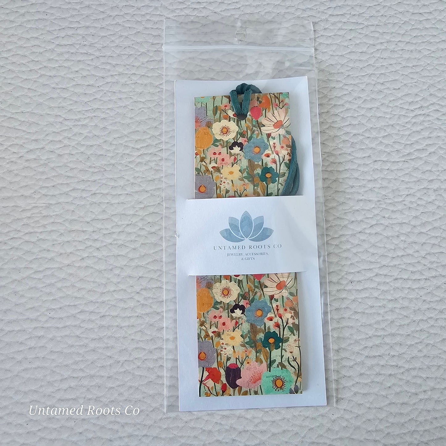 Watercolor Floral Leather Bookmark