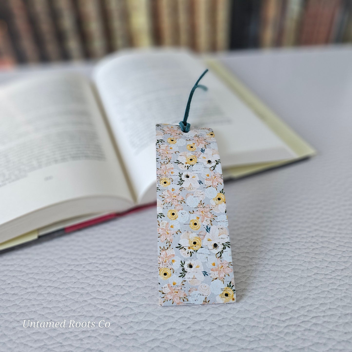 Pastel Floral Leather Bookmark