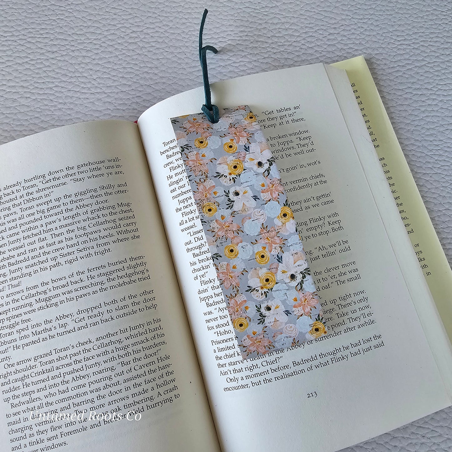 Pastel Floral Leather Bookmark