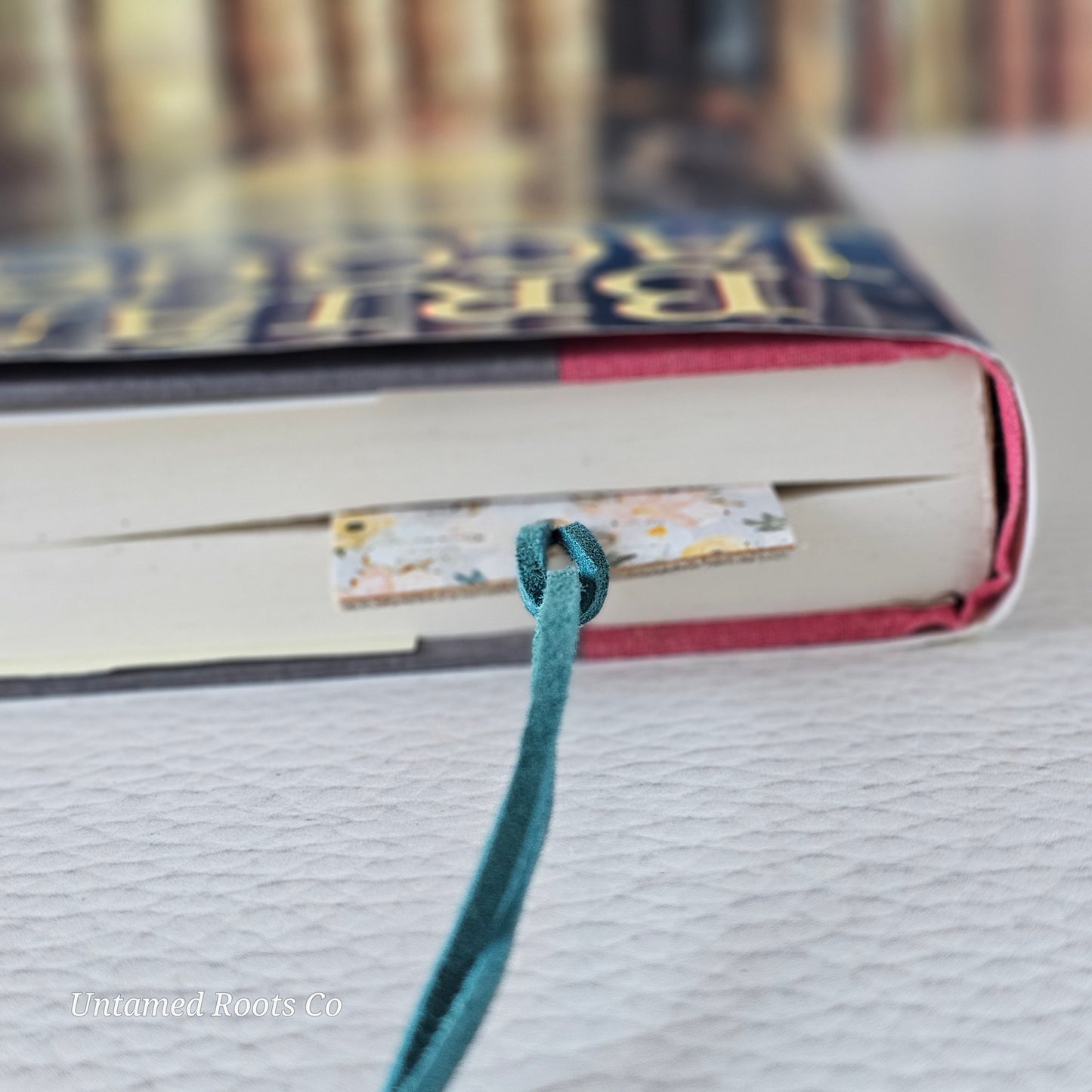 Pastel Floral Leather Bookmark