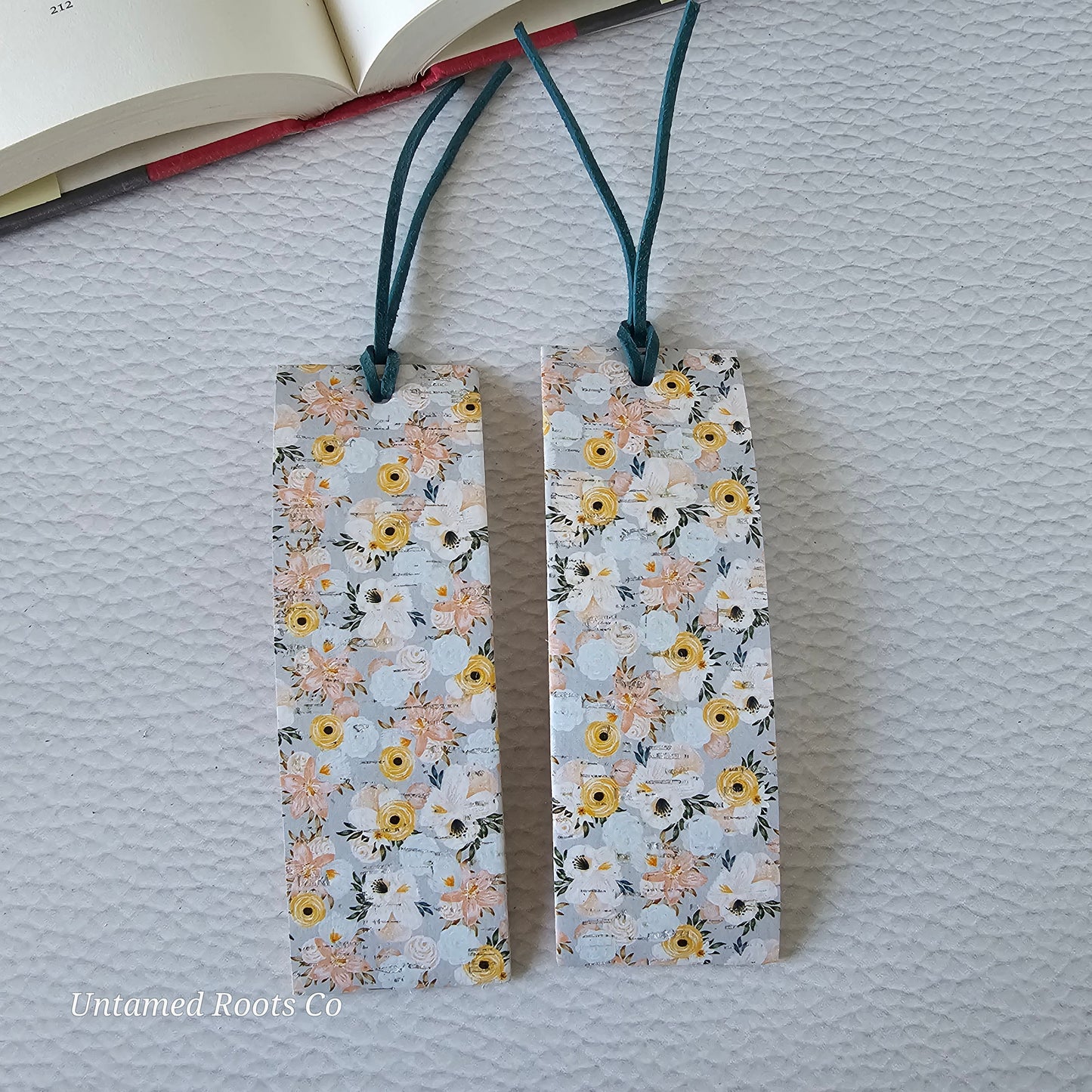 Pastel Floral Leather Bookmark