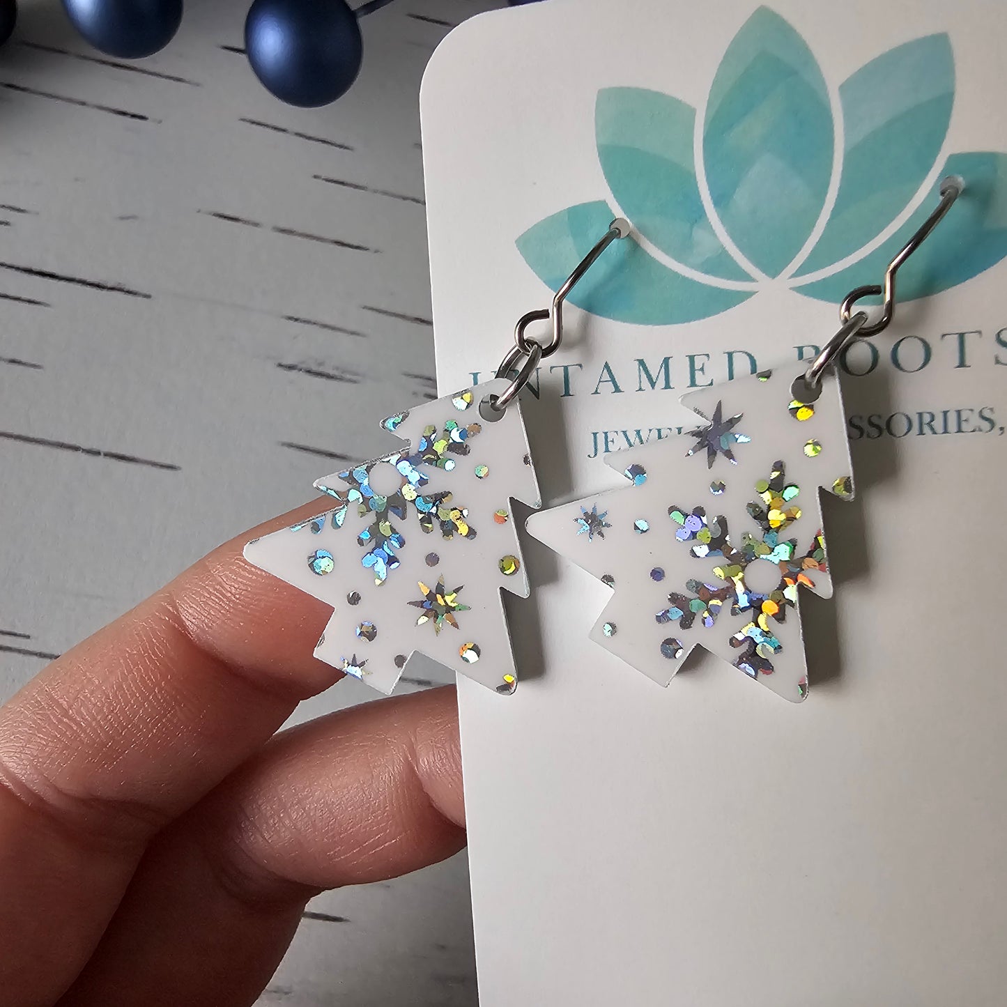 White Iridescent Snowflake Trees