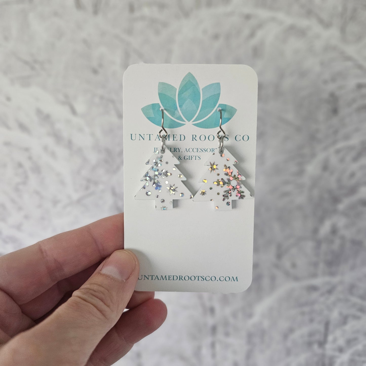 White Iridescent Snowflake Trees