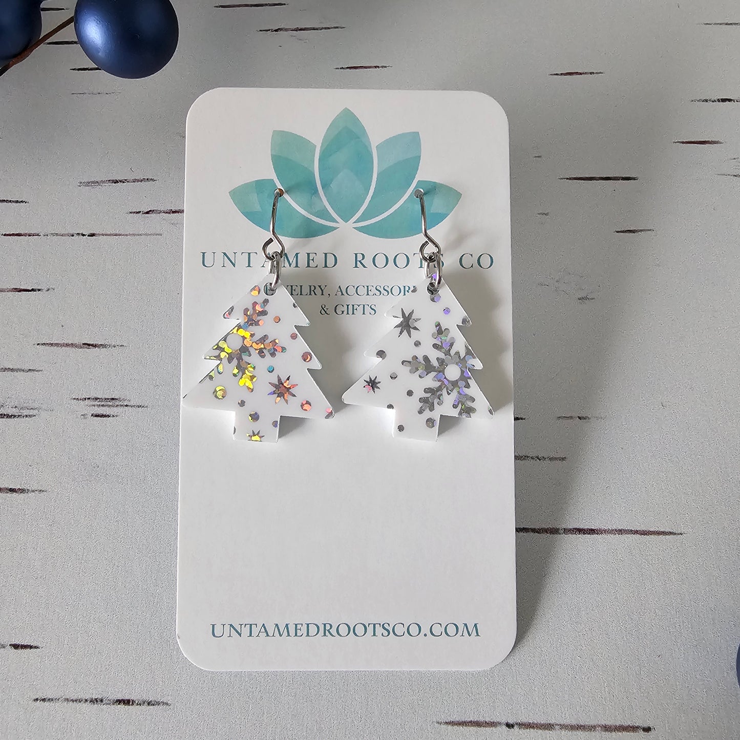 White Iridescent Snowflake Trees