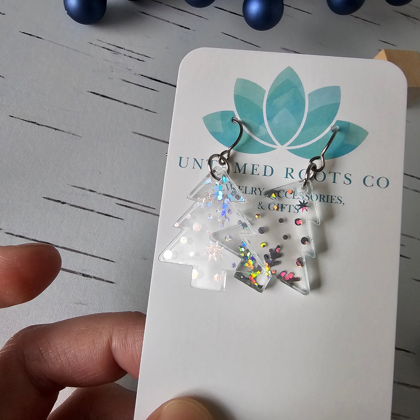 Clear Iridescent Snowflake Trees