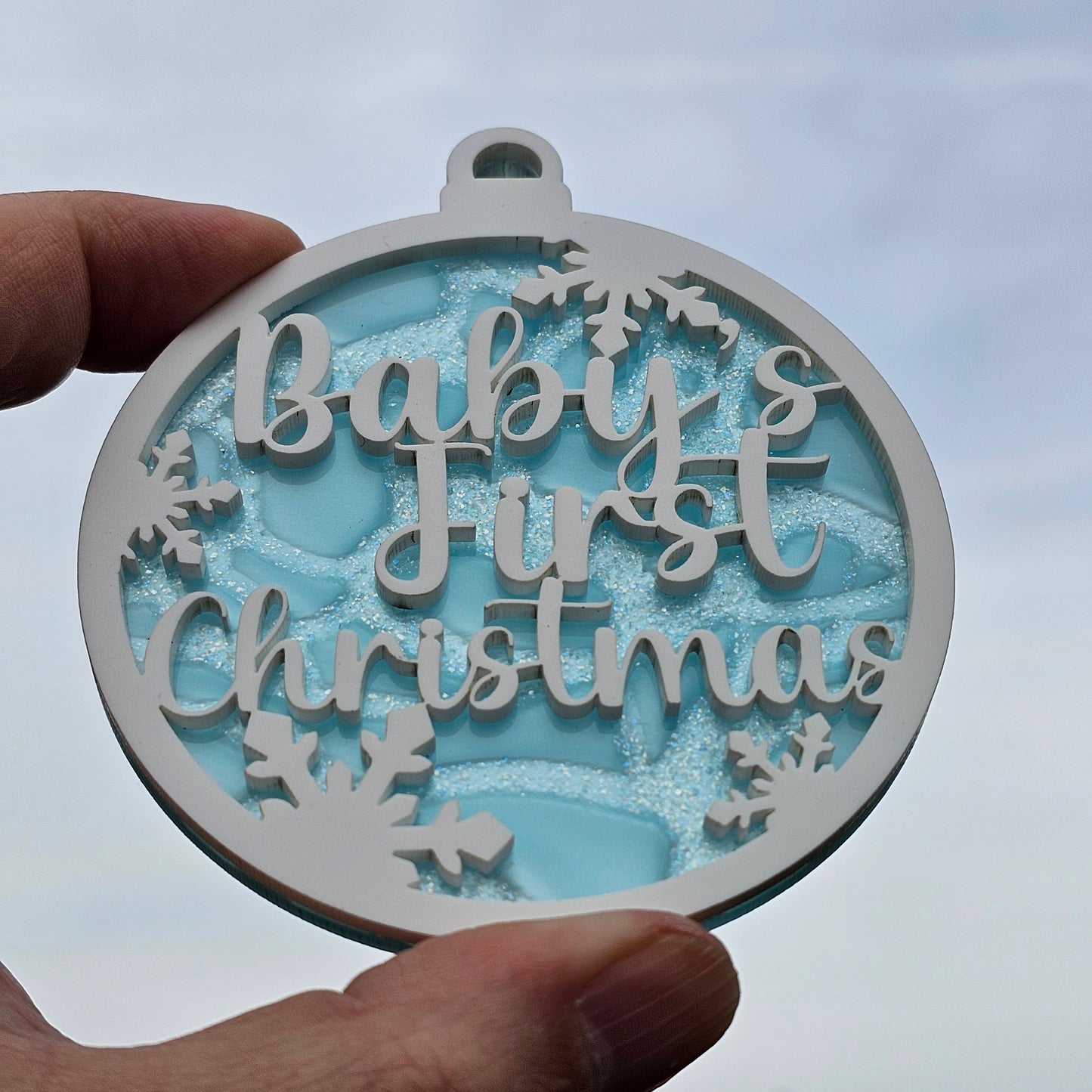 Baby's First Christmas- Blue Crackle