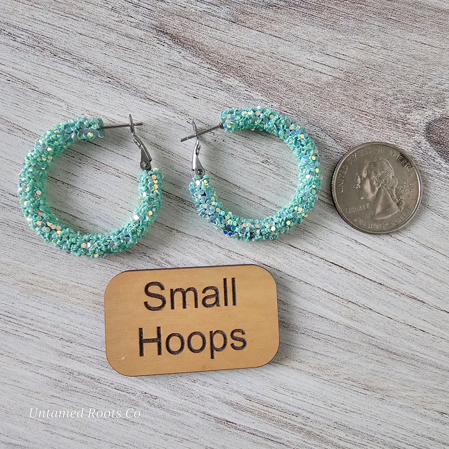 Seafoam Green Glitter Hoops