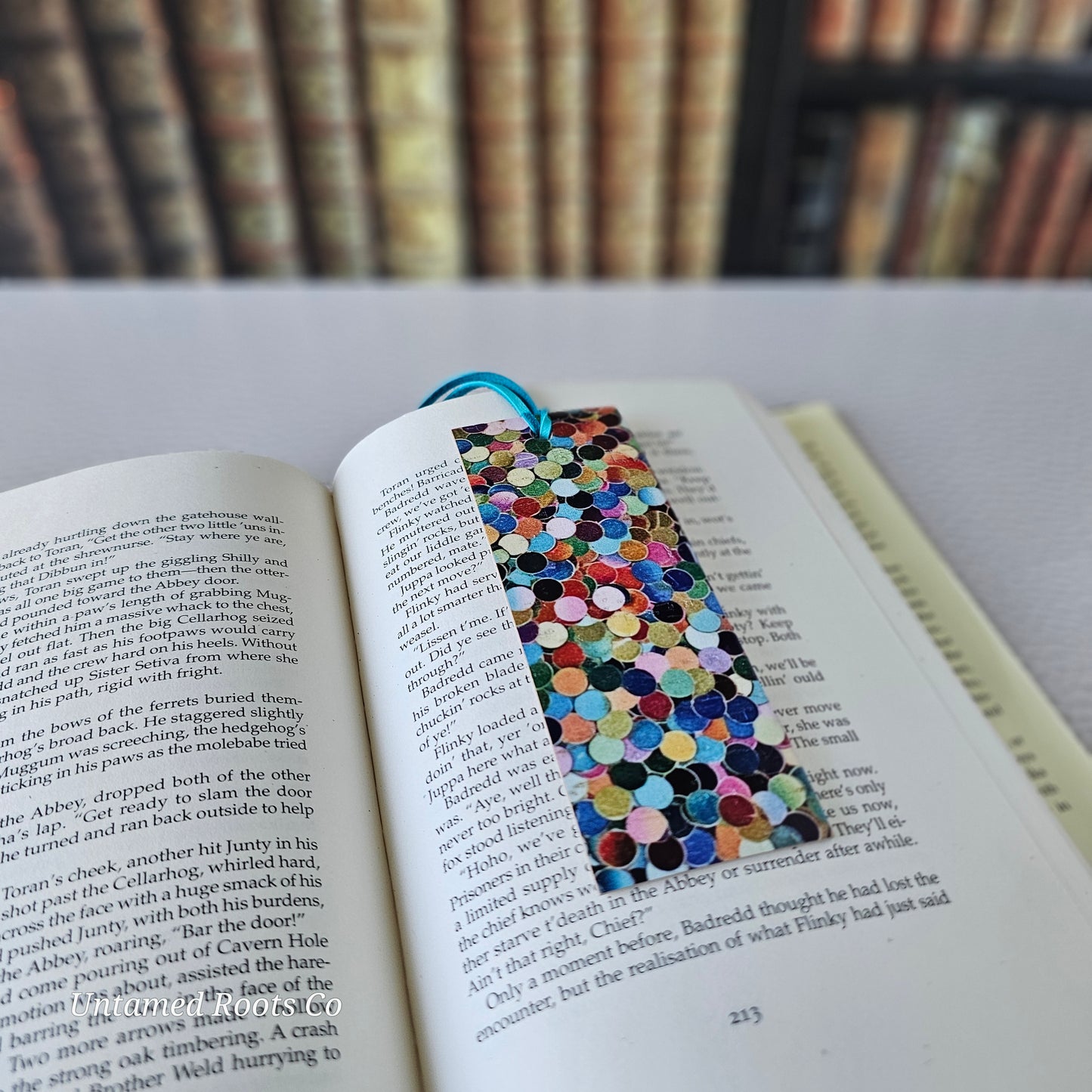 Colorful Confetti Leather Bookmark