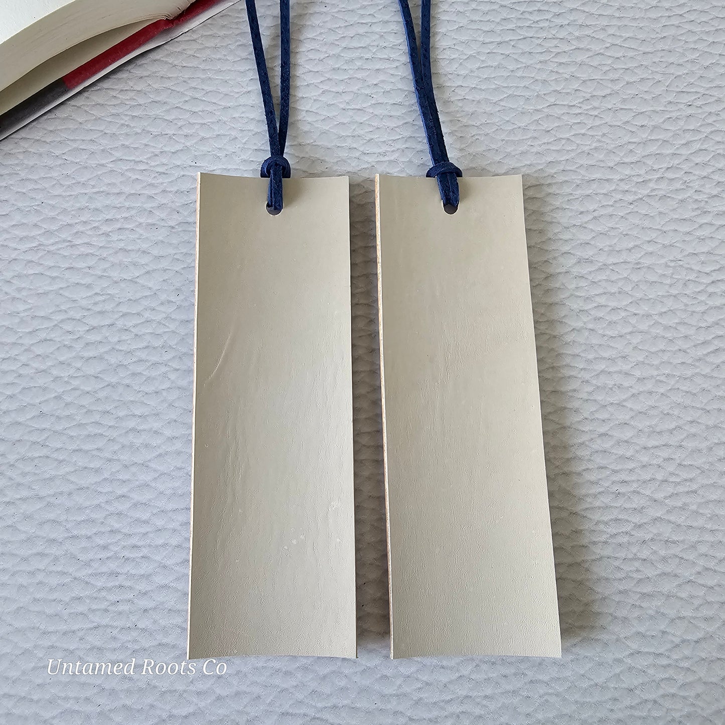 Navy Floral Leather Bookmark