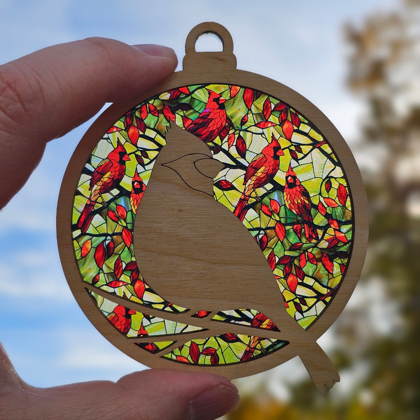 Cardinal- Green Stained Glass Cardinals