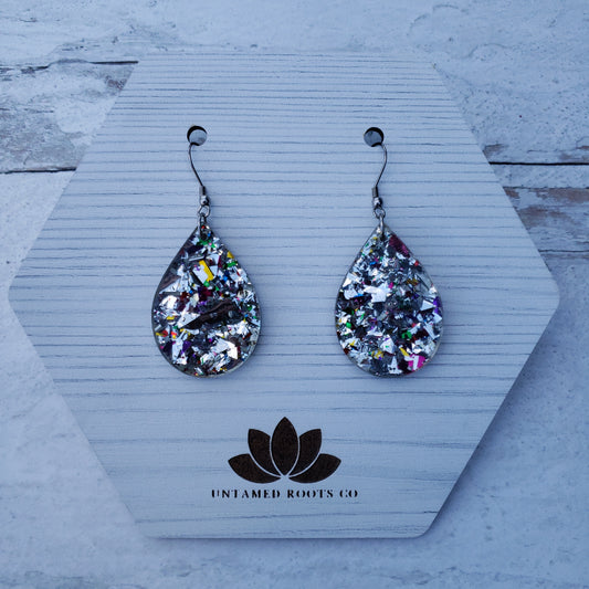 Silver Chunky Glitter Earrings (8 styles)