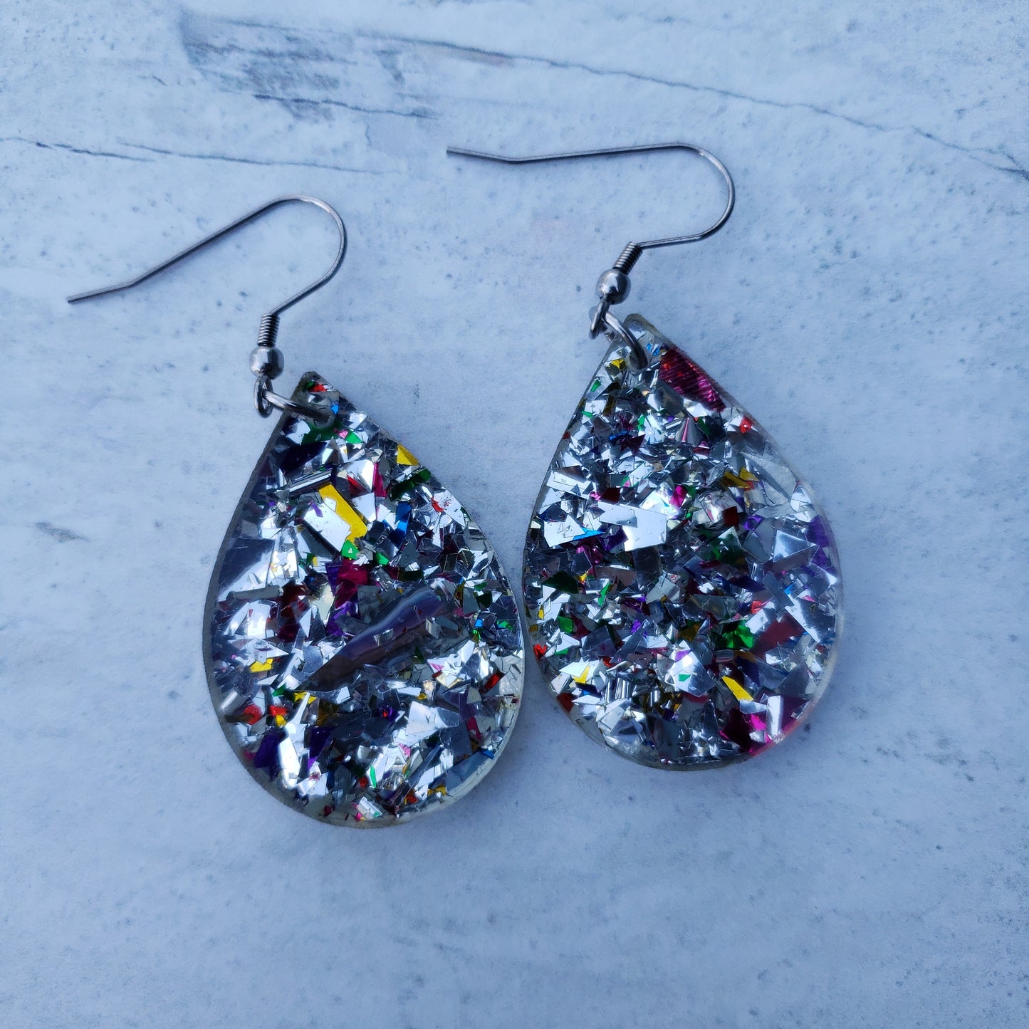 Silver Chunky Glitter Earrings (8 styles)