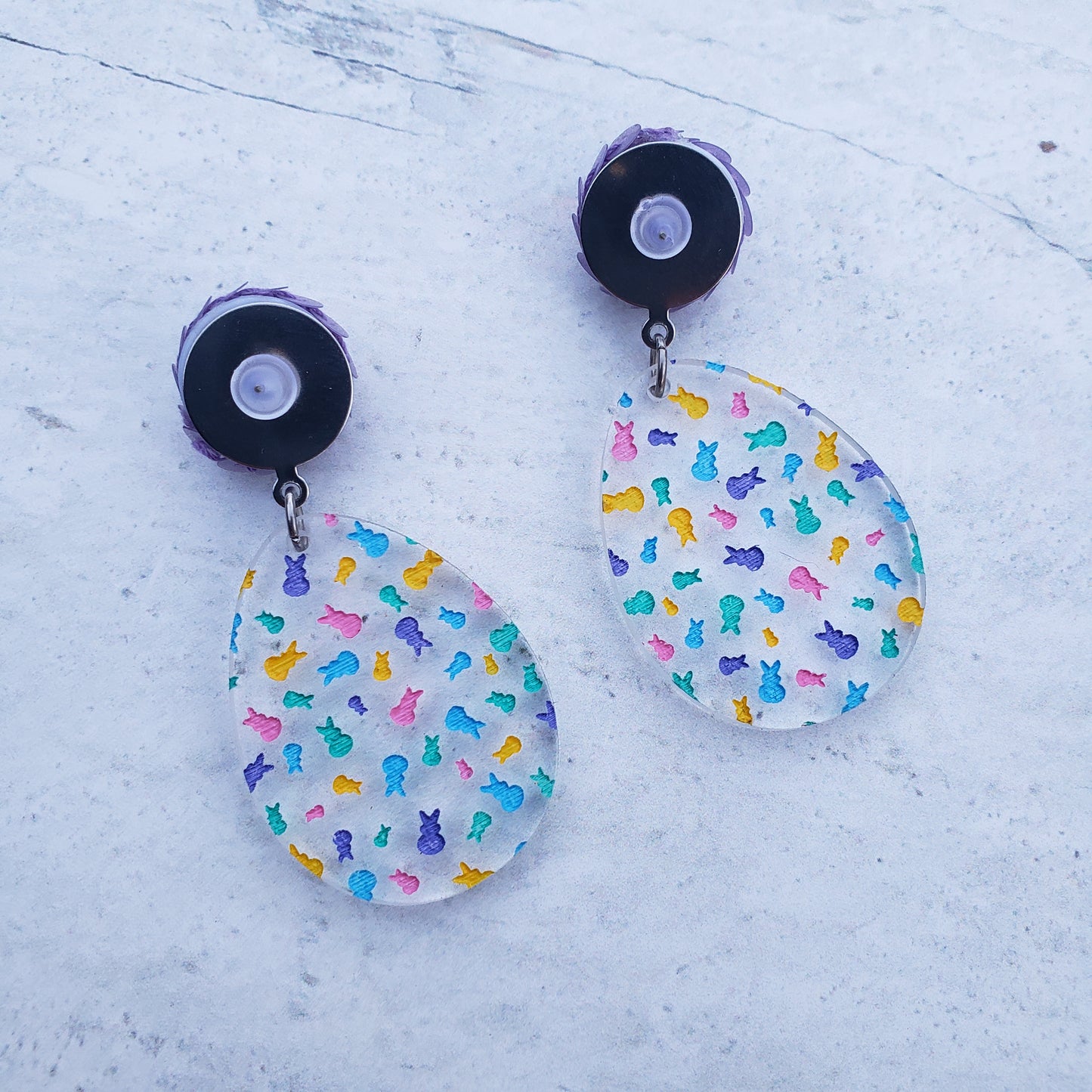 Easter Egg Marshmallow Bunny Confetti Earrings (2 Styles)