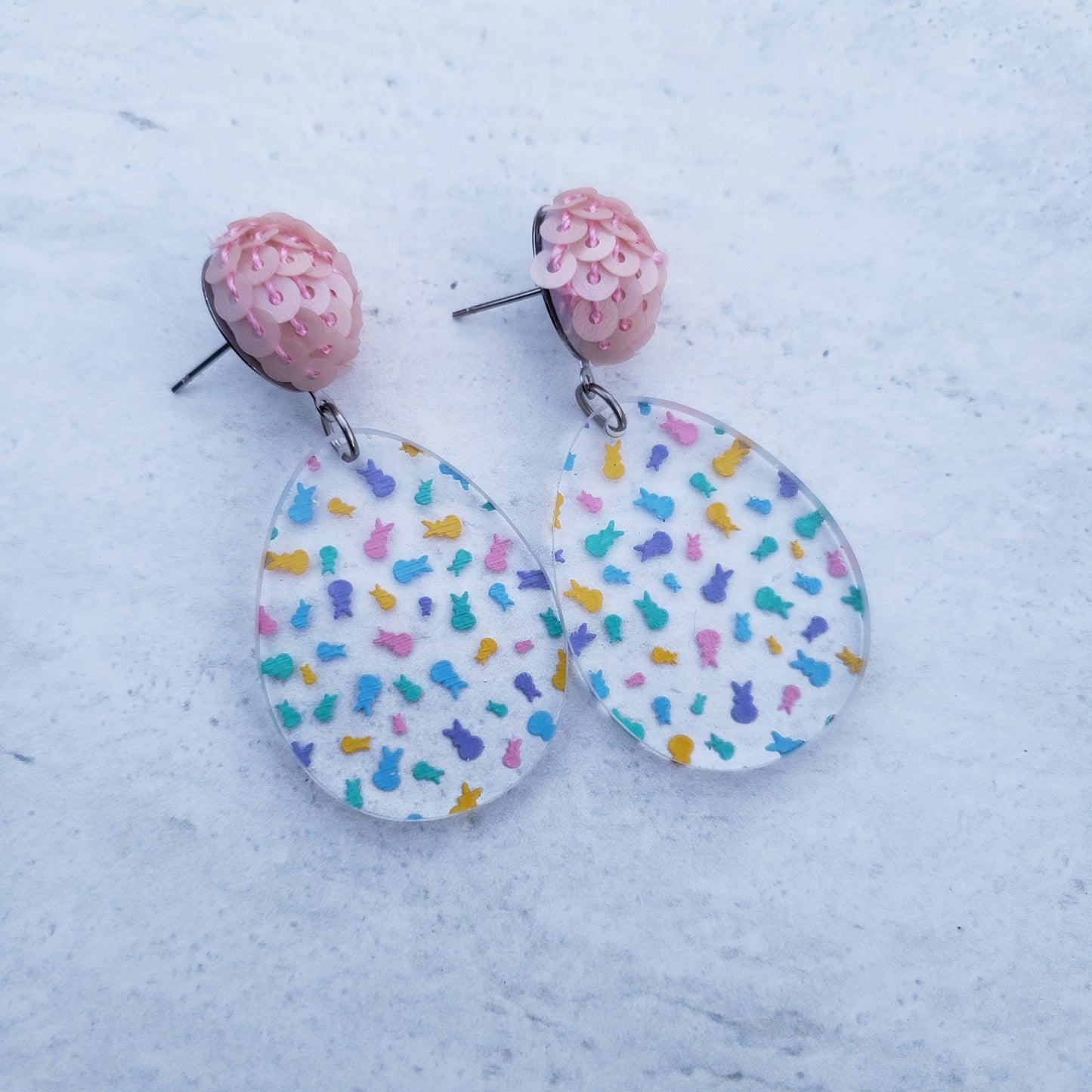 Easter Egg Marshmallow Bunny Confetti Earrings (2 Styles)