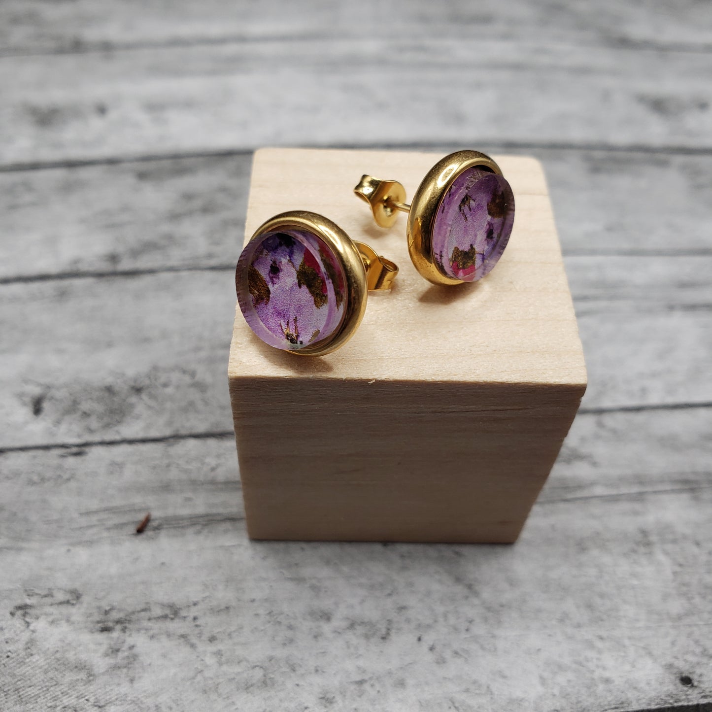 Pink Floral Stud Earrings