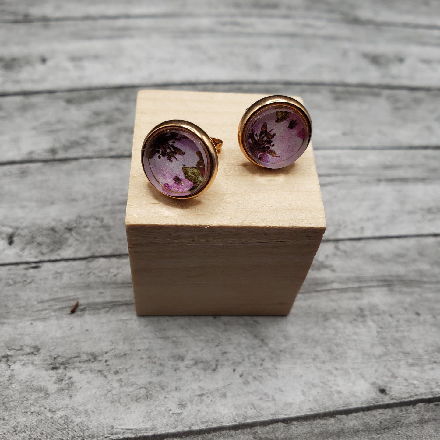 Pink Floral Stud Earrings