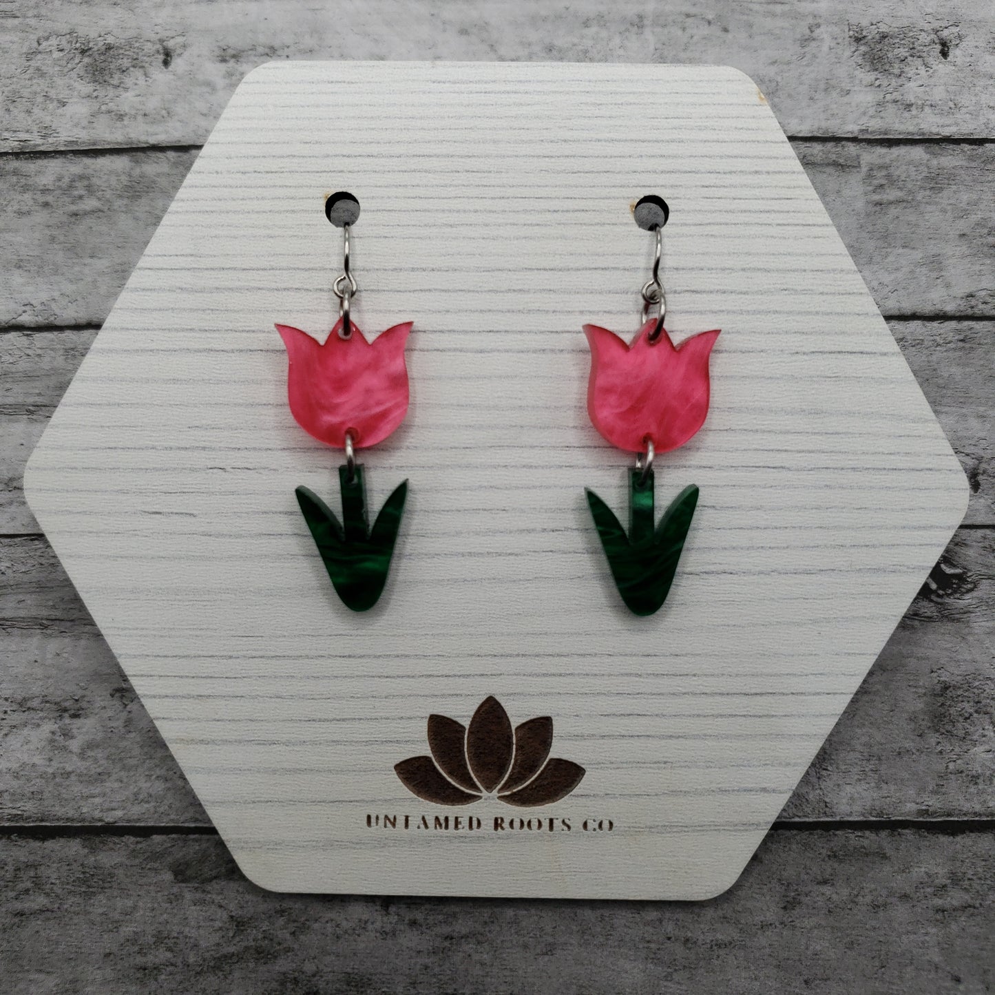 Hot Pink Tulip Earrings