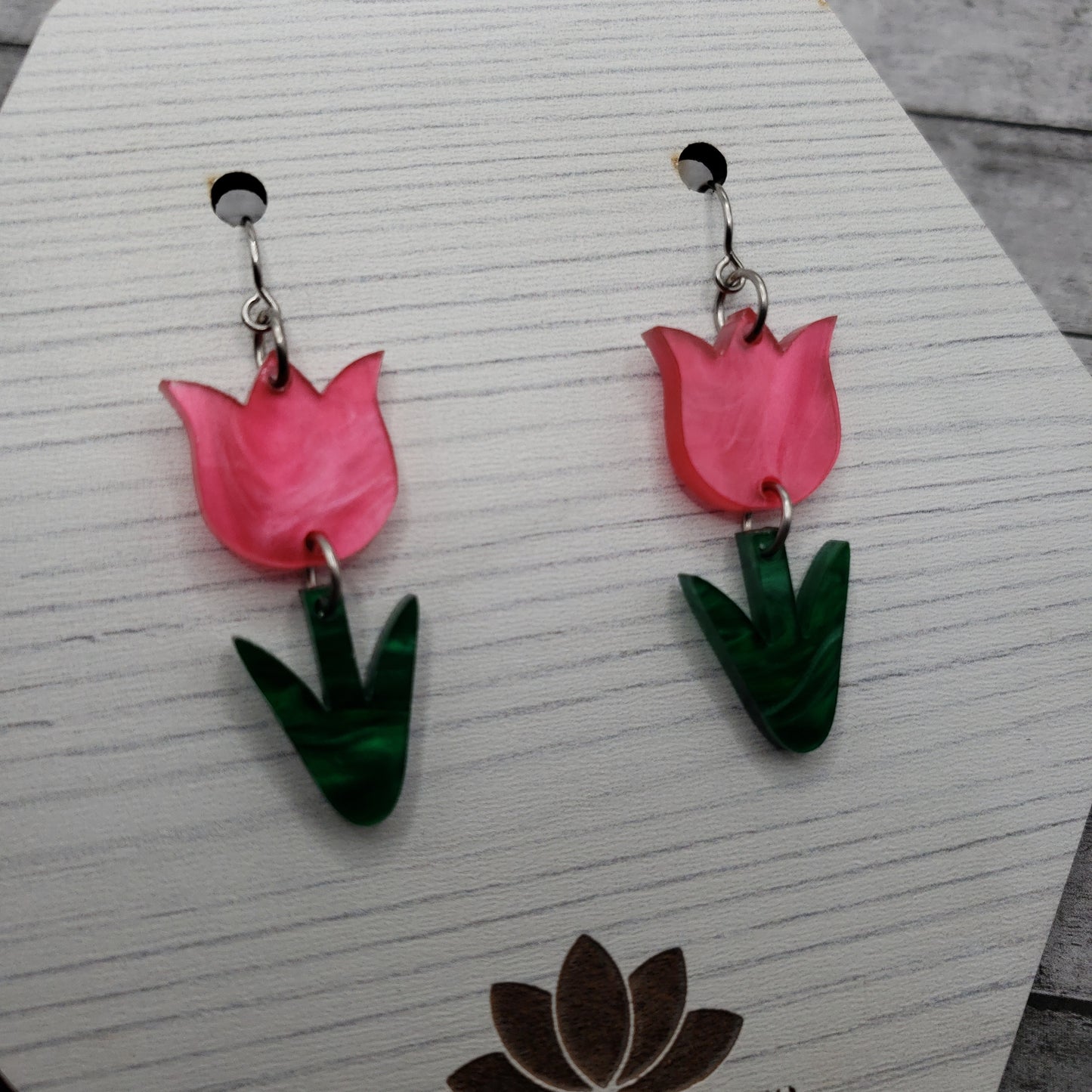 Hot Pink Tulip Earrings