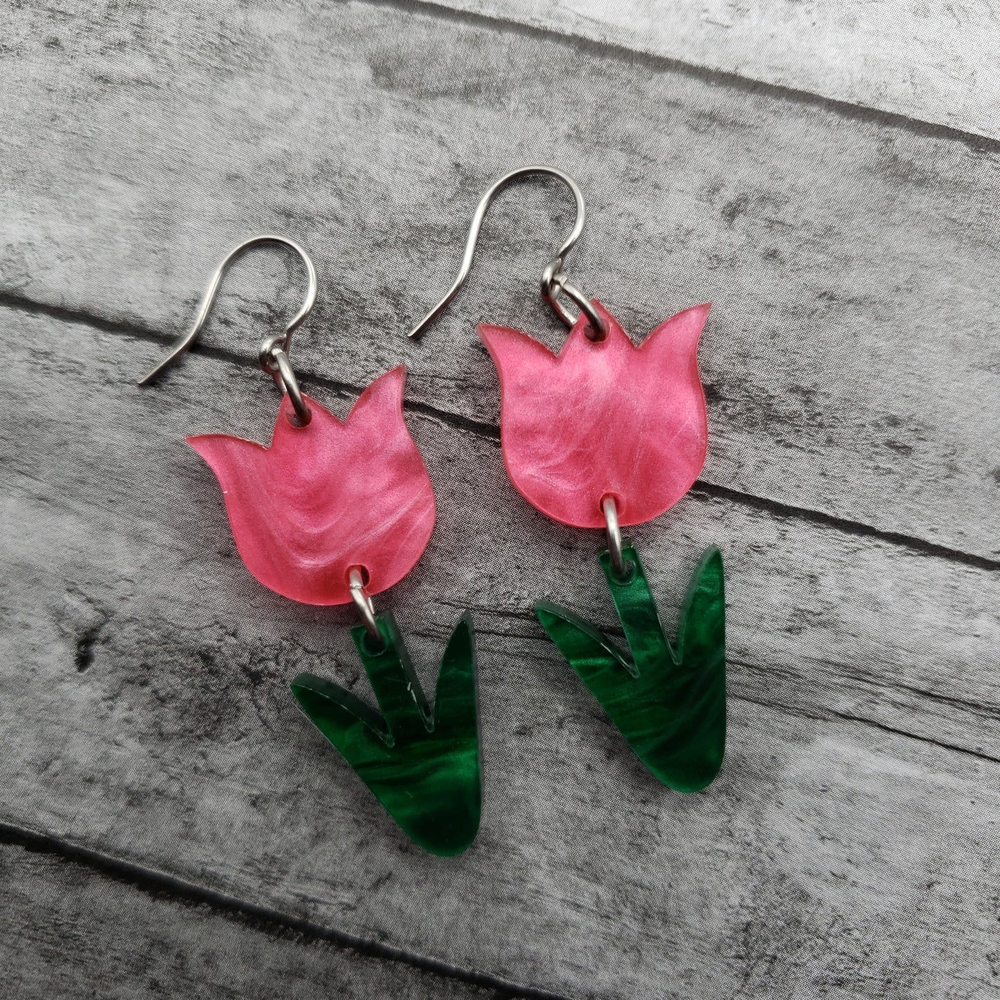 Hot Pink Tulip Earrings