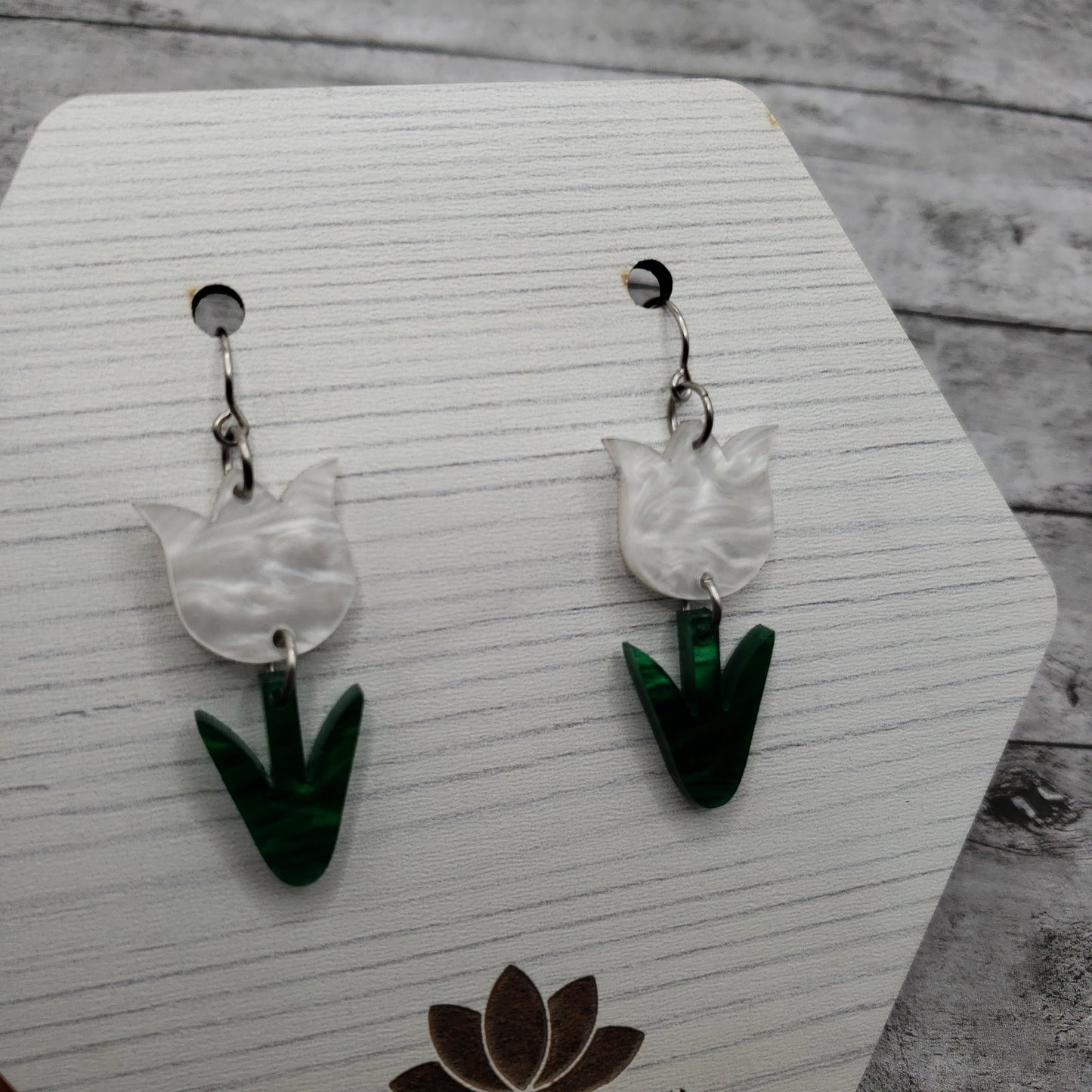 White Tulip Earrings