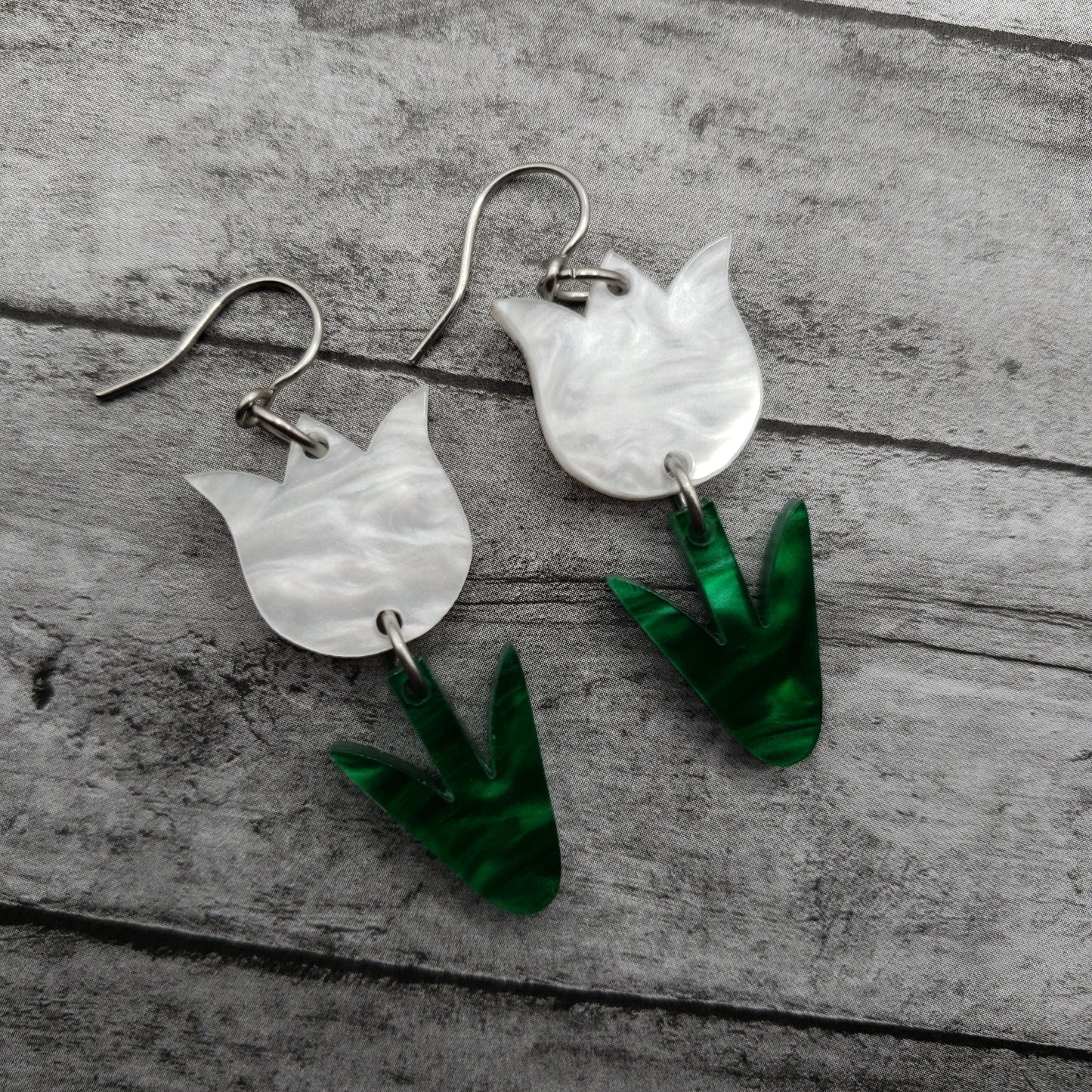 White Tulip Earrings