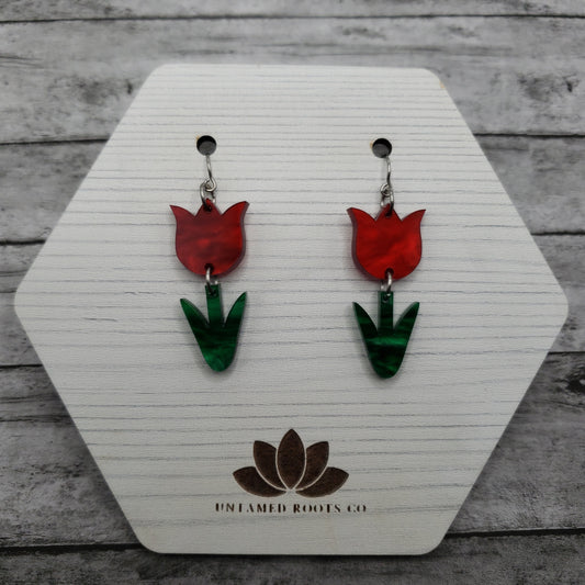 Red Tulip Earrings