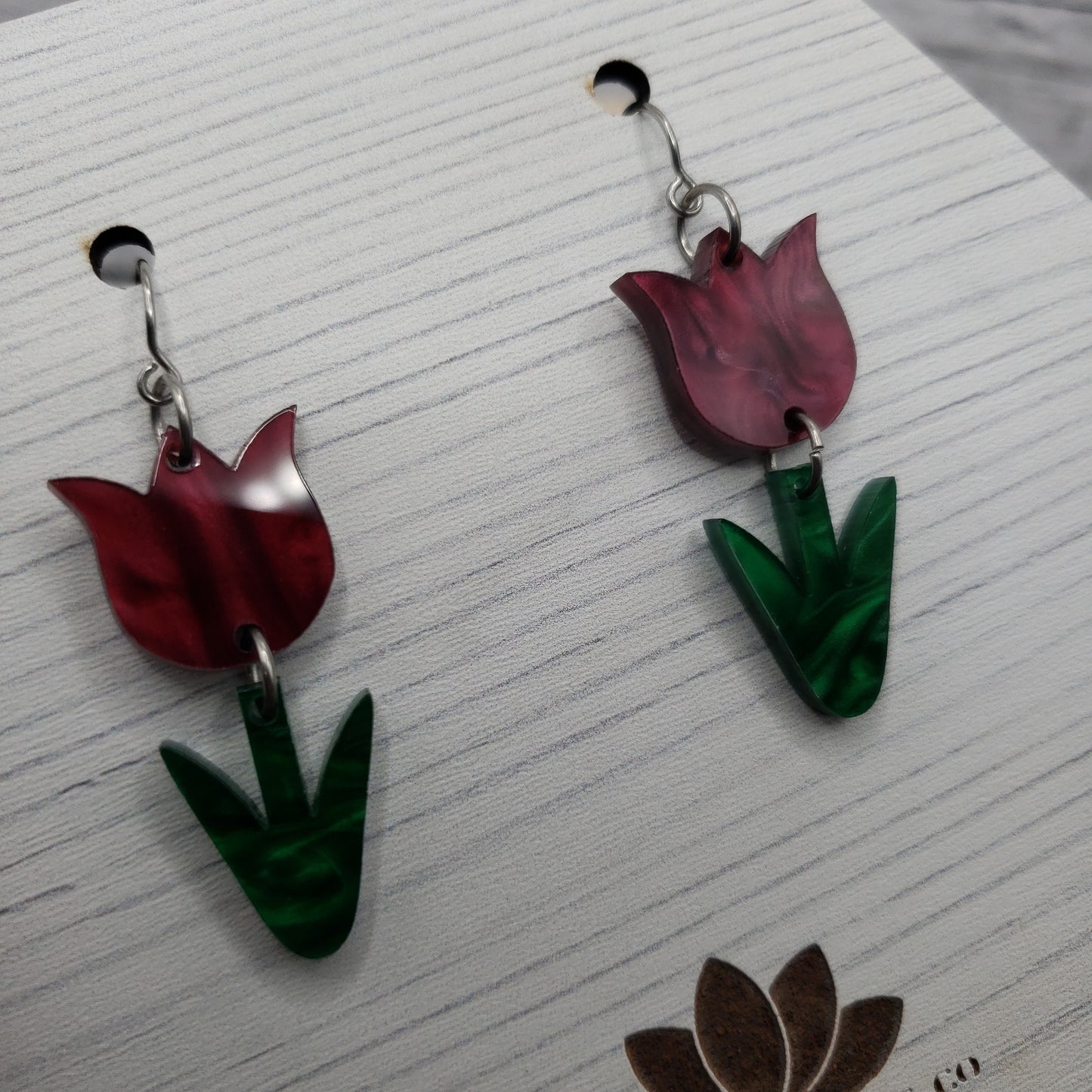 Burgundy Tulip Earrings