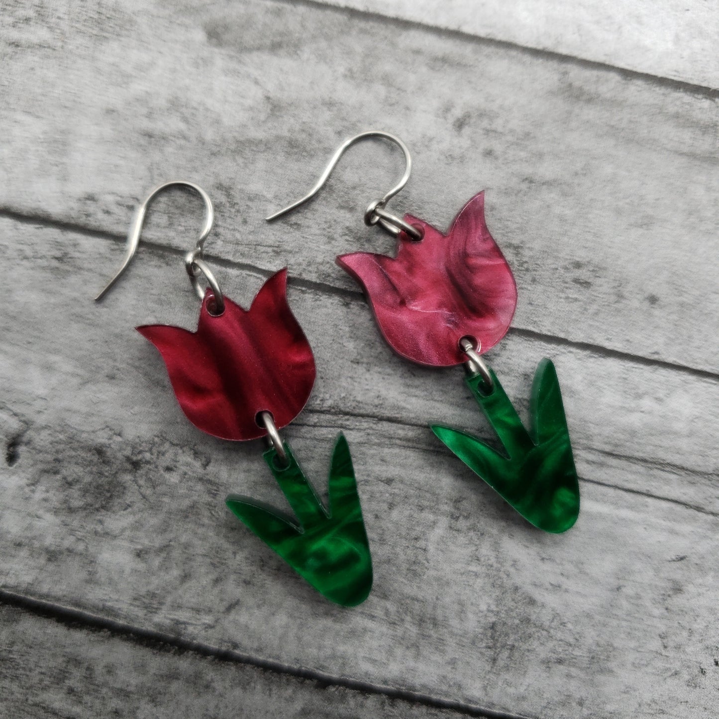 Burgundy Tulip Earrings