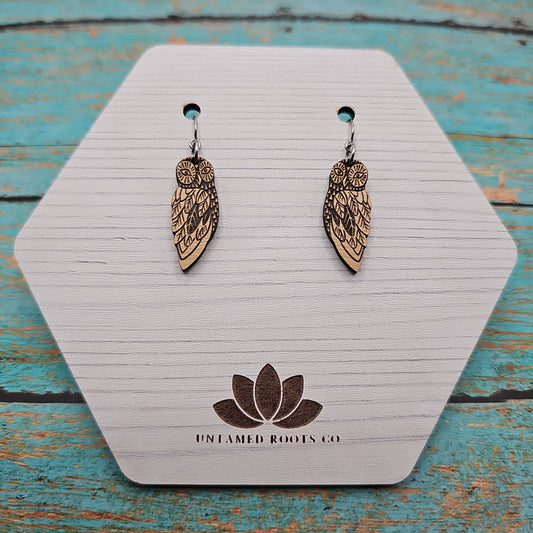 Wooden Owl Earrings