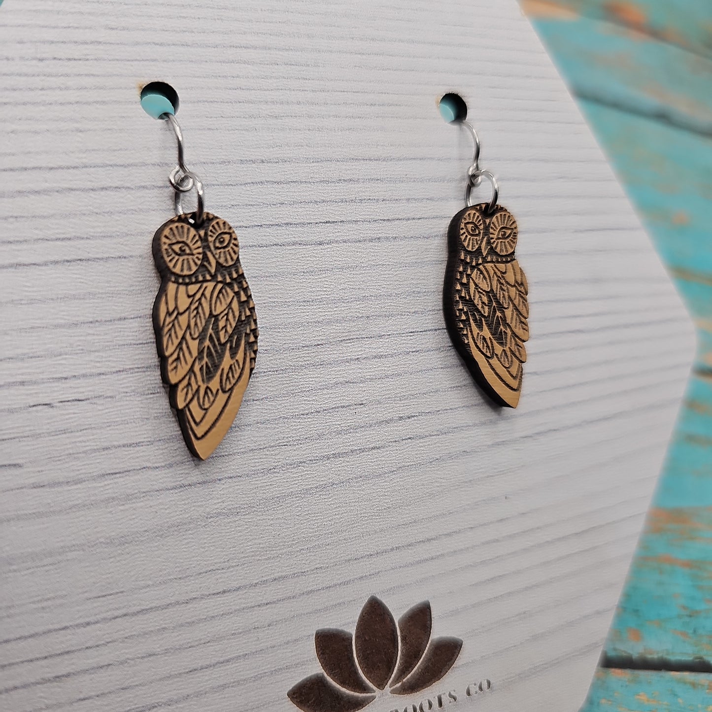 Wooden Owl Earrings