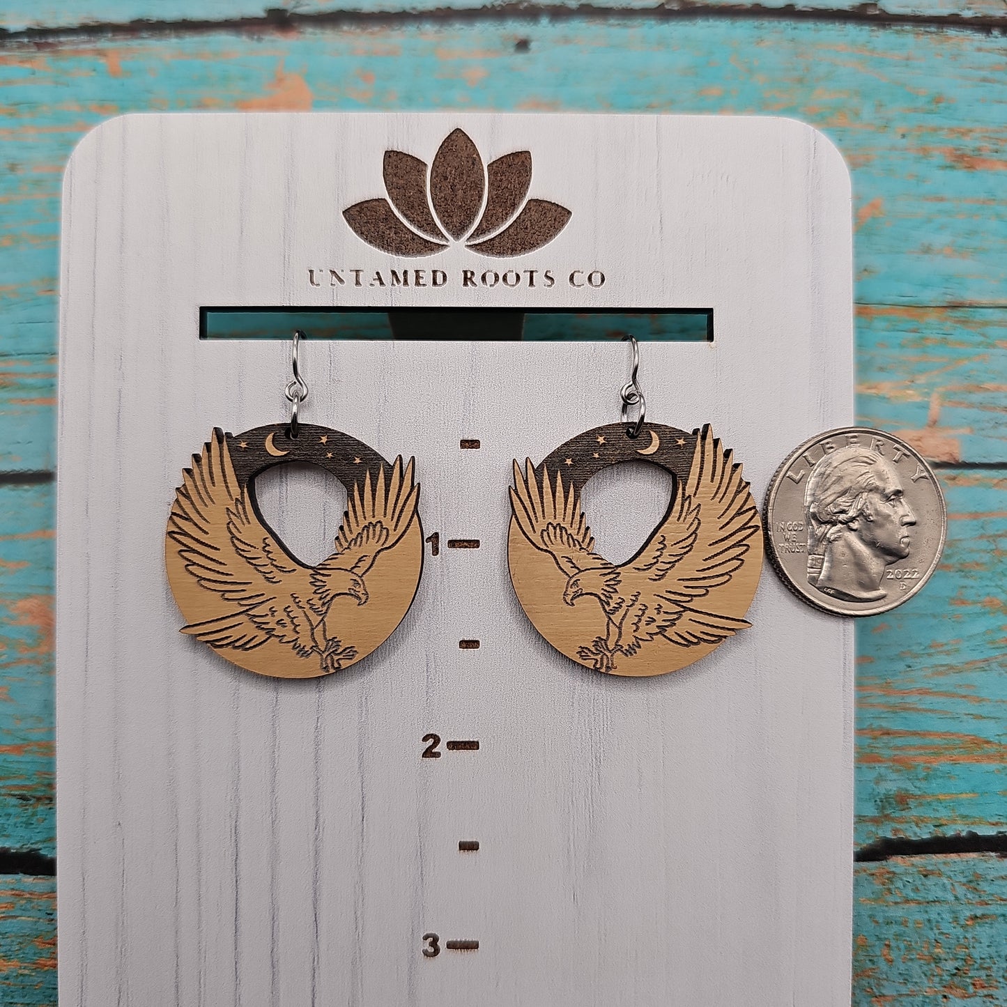 Wooden Bald Eagle Earrings (Dark Sky)