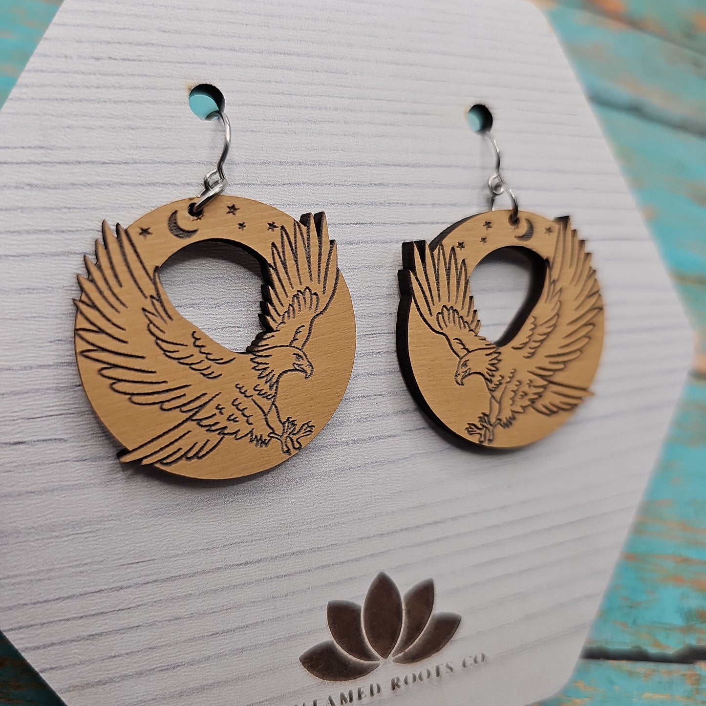 Wooden Bald Eagle Earrings