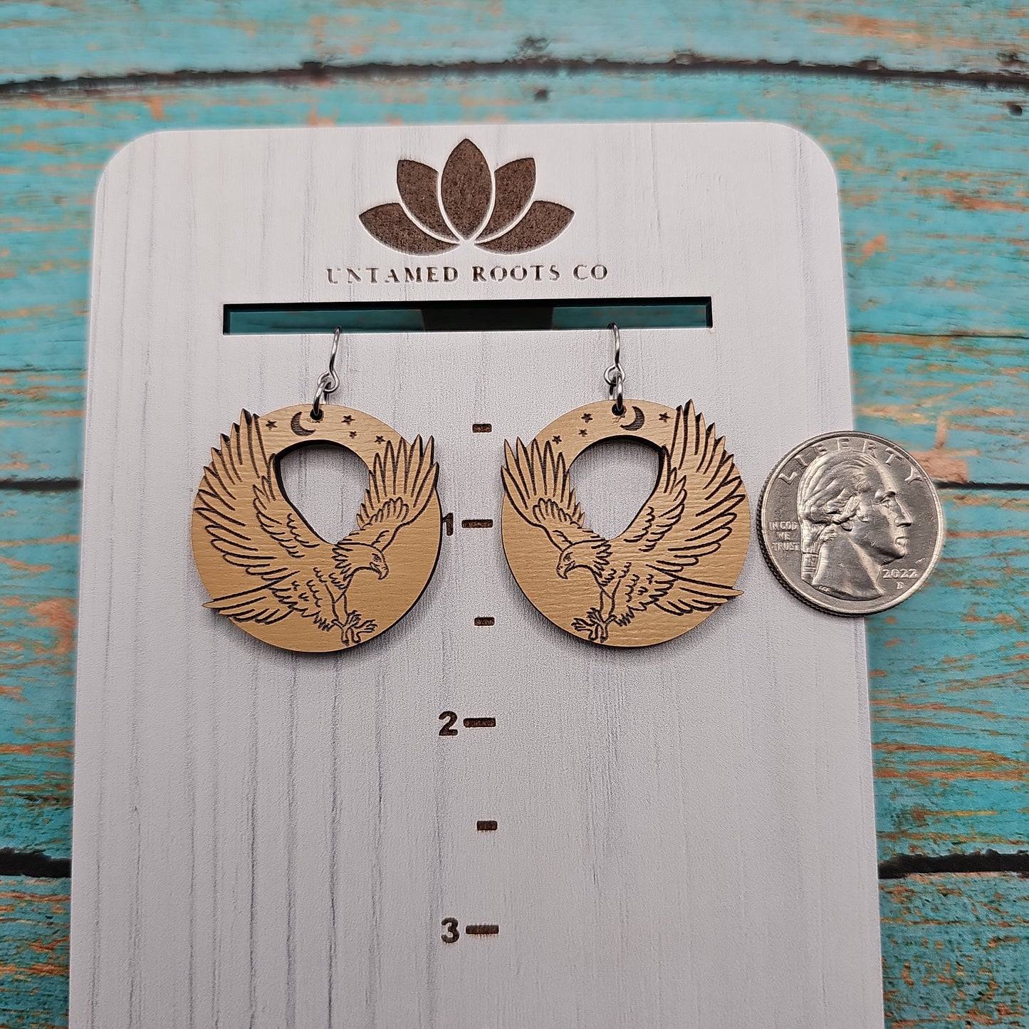 Wooden Bald Eagle Earrings