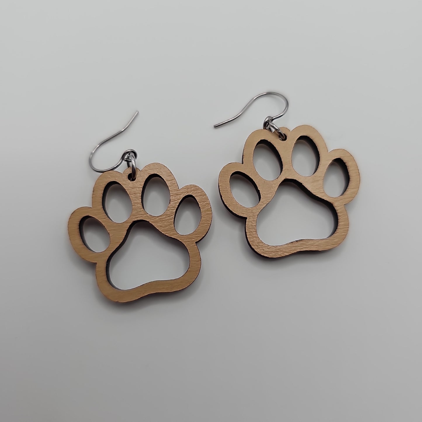 Wooden Paw Print Earrings