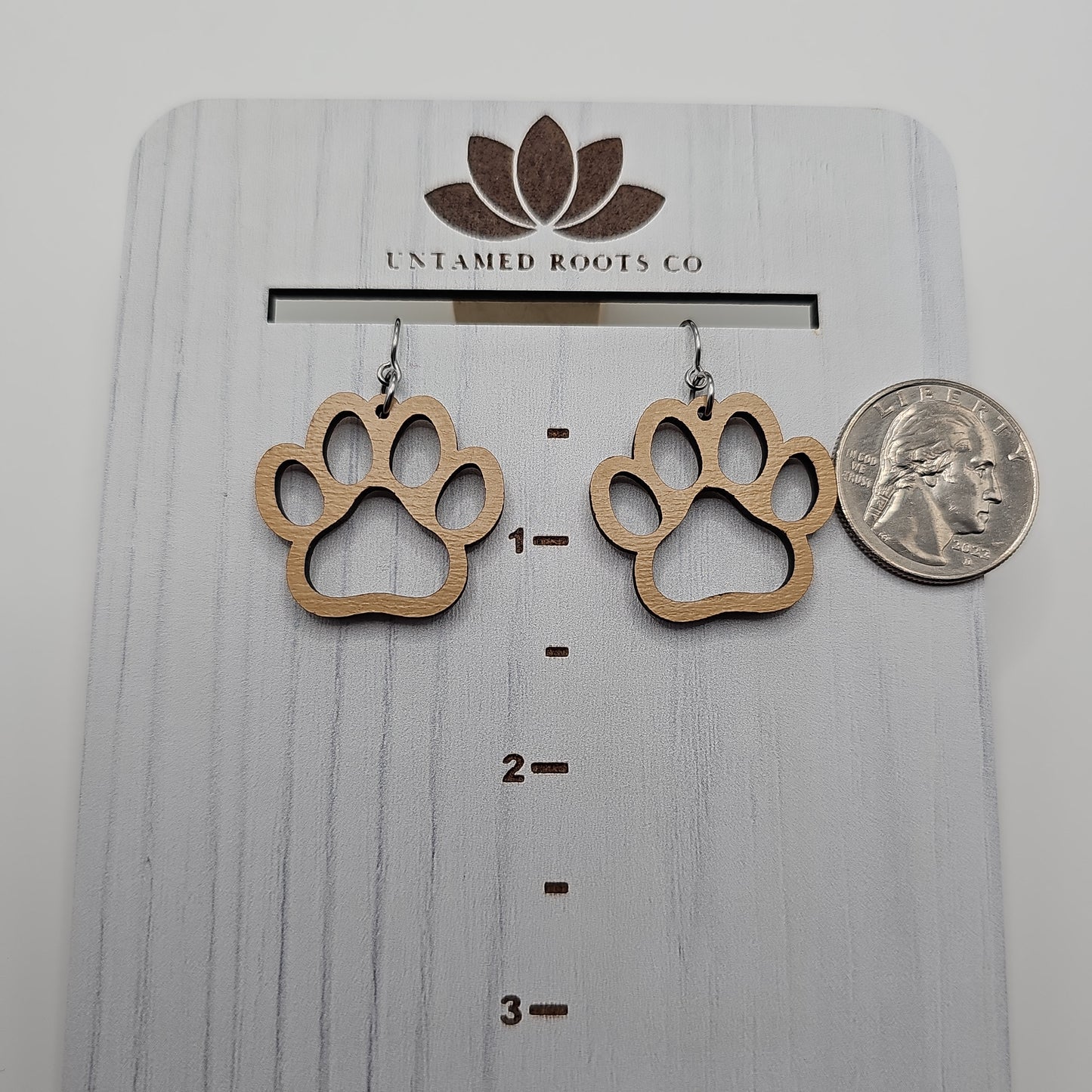 Wooden Paw Print Earrings