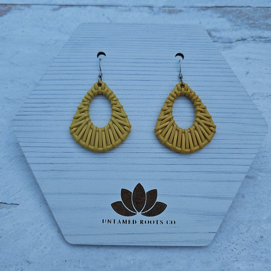 Mustard Yellow Rattan Earrings