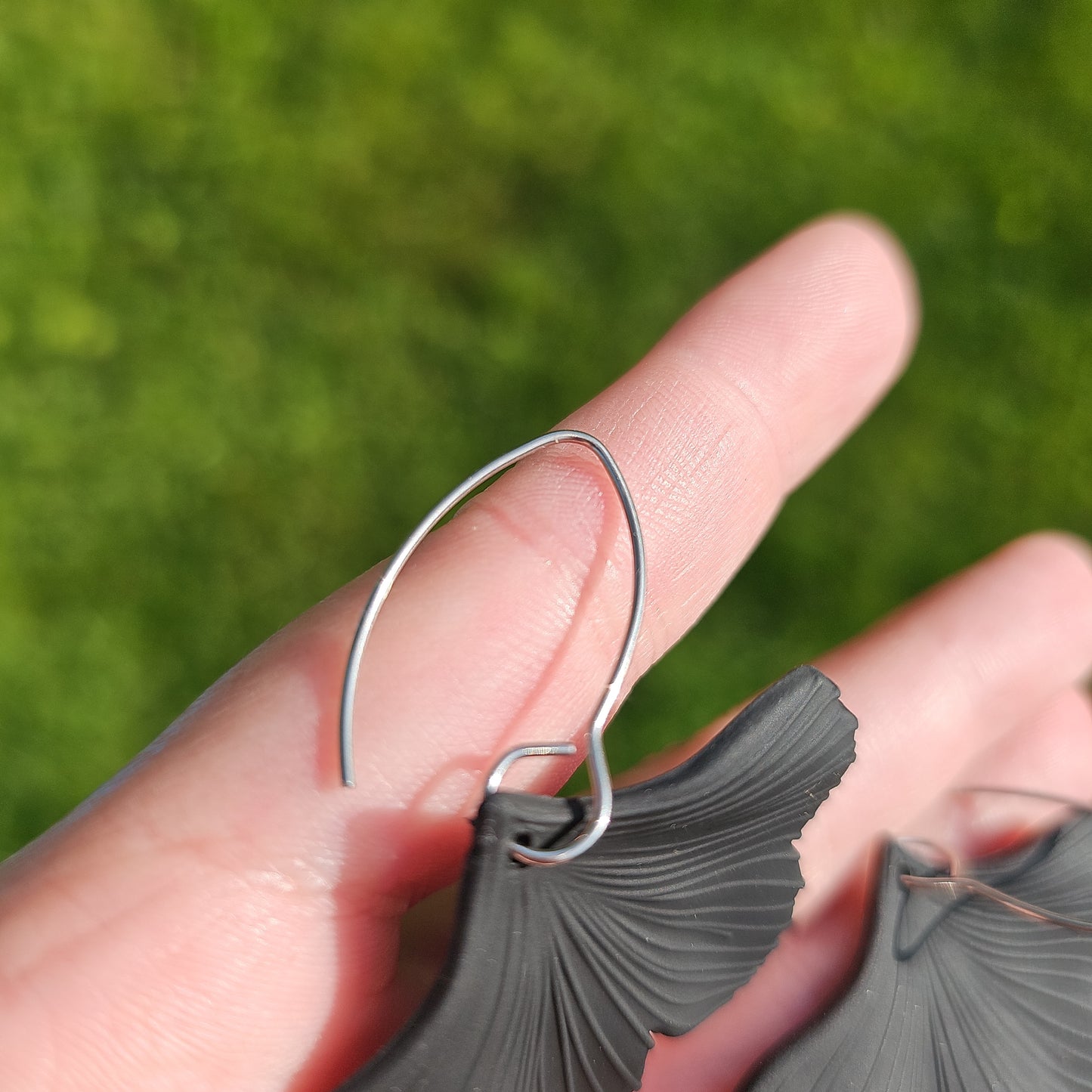 Black Ginko Leaf Earrings